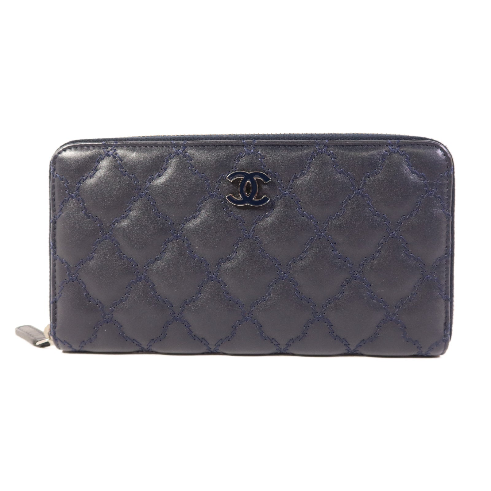 CHANEL 牛皮皮革Wallet銀扣長錢包