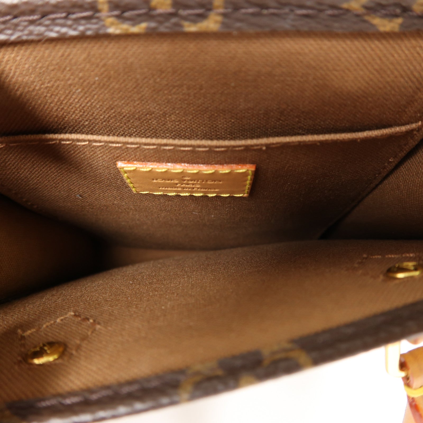 LOUIS VUITTON Monogram Petit Sac Plat金扣手挽肩背兩用袋棕色