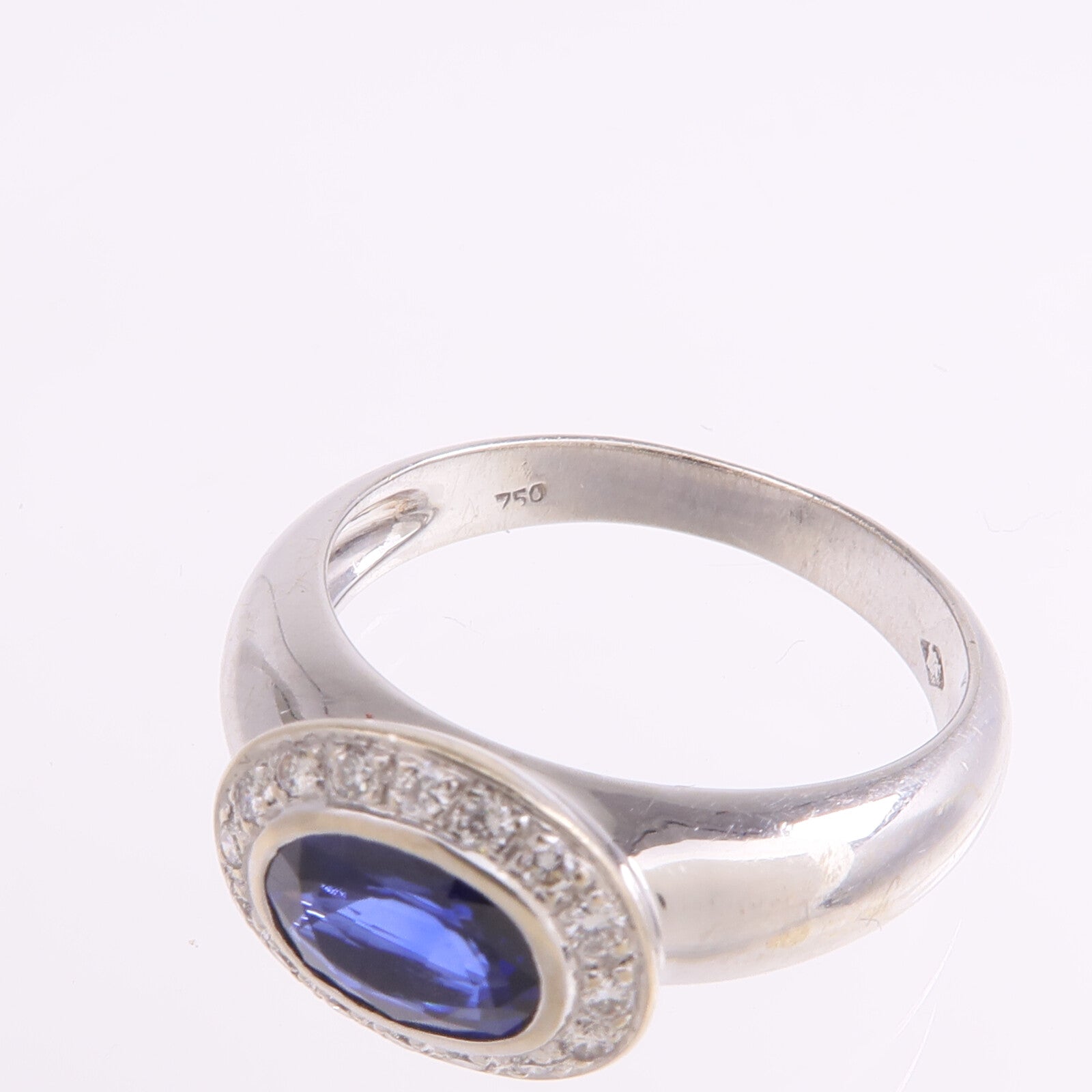JEWELRY 18K白金Sapphire Diamond Ring藍寶石/鑽石戒指US#6