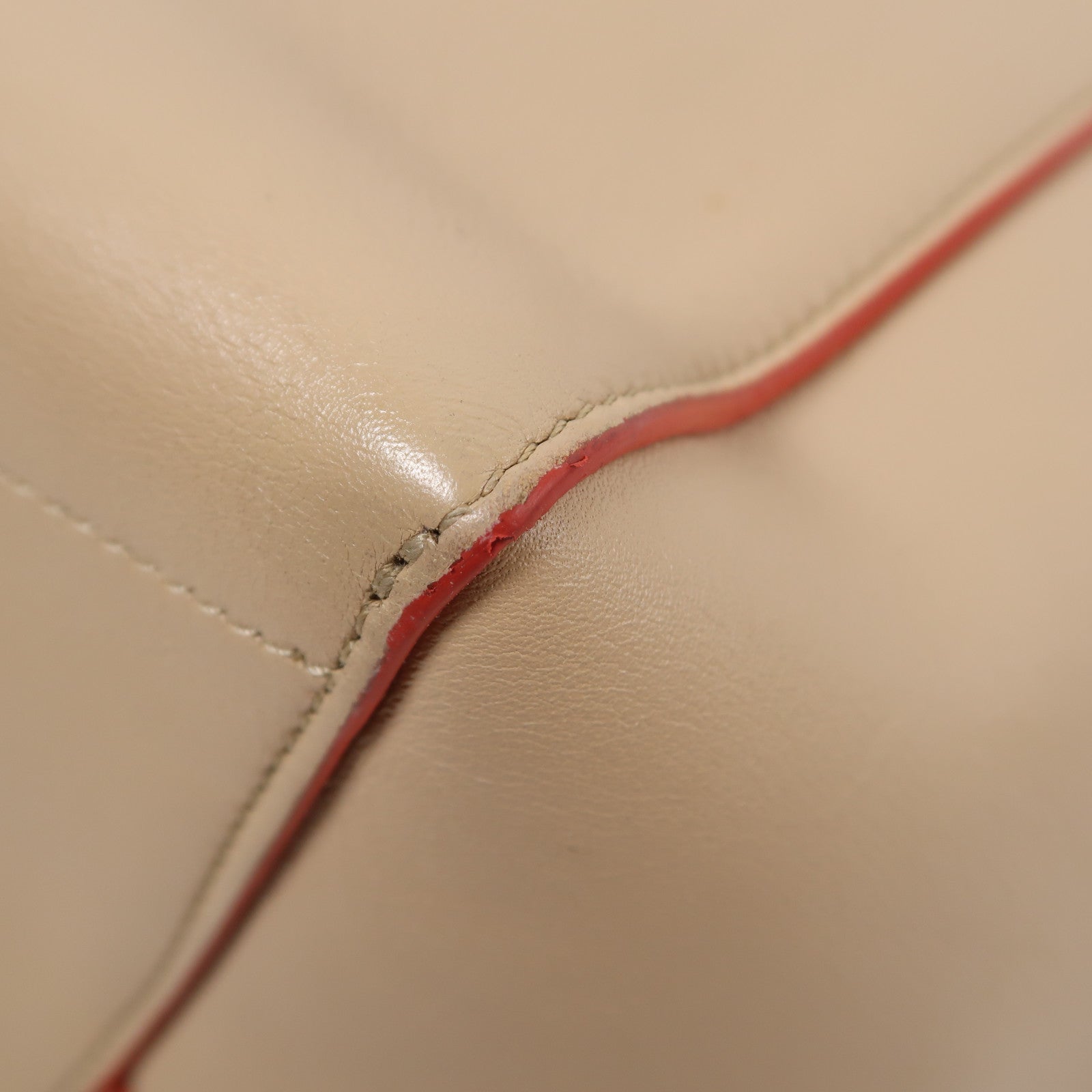 CELINE 牛皮皮革Bucket Bag金扣肩背袋米色