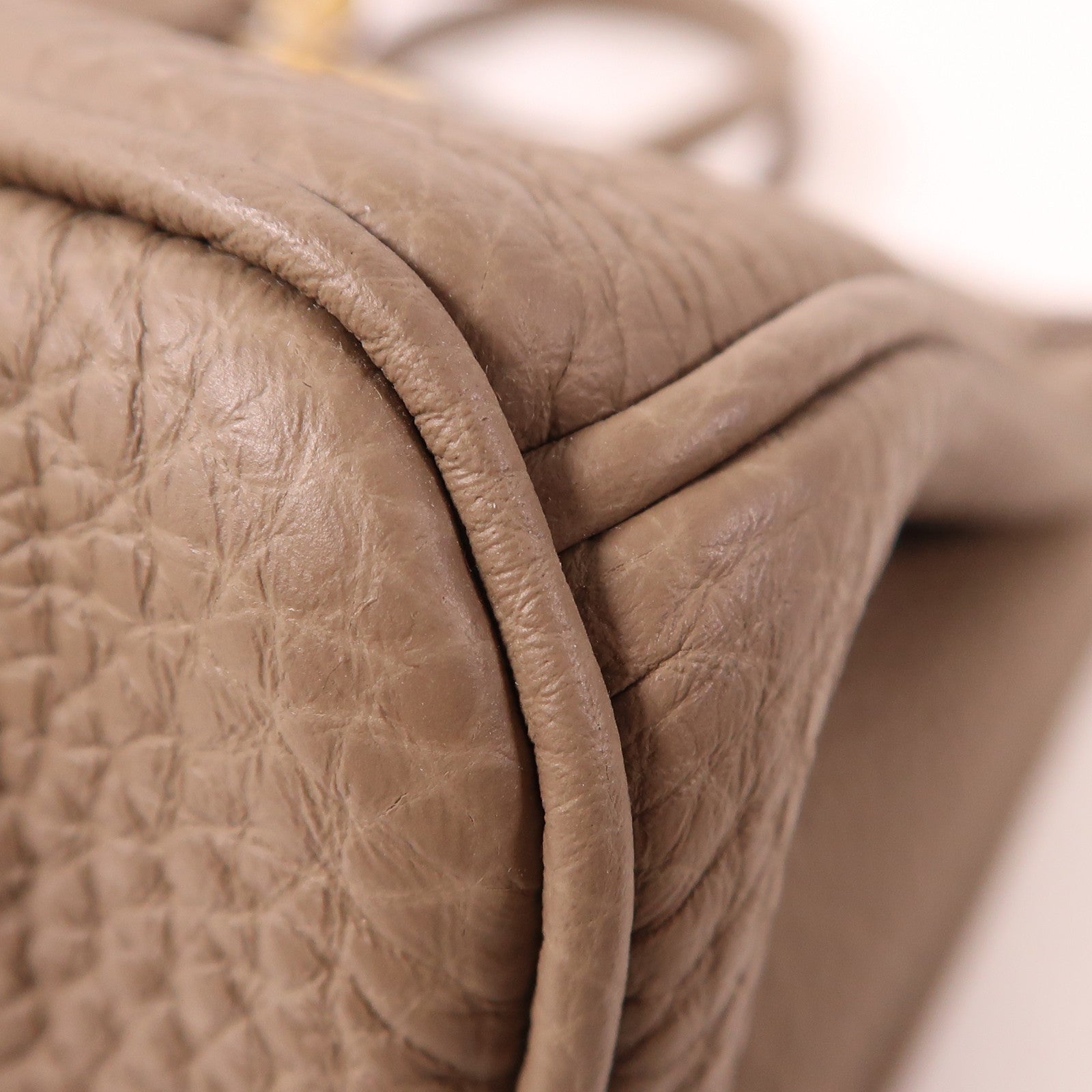 HERMES Clemence皮革Birkin 25金扣手挽袋Etoupe大象灰色