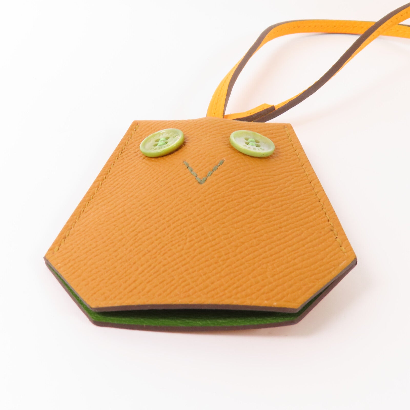 HERMES 【激減優惠】Epsom皮革/珍珠母H Hibouton Clochette Key Ring鎖匙扣Gold