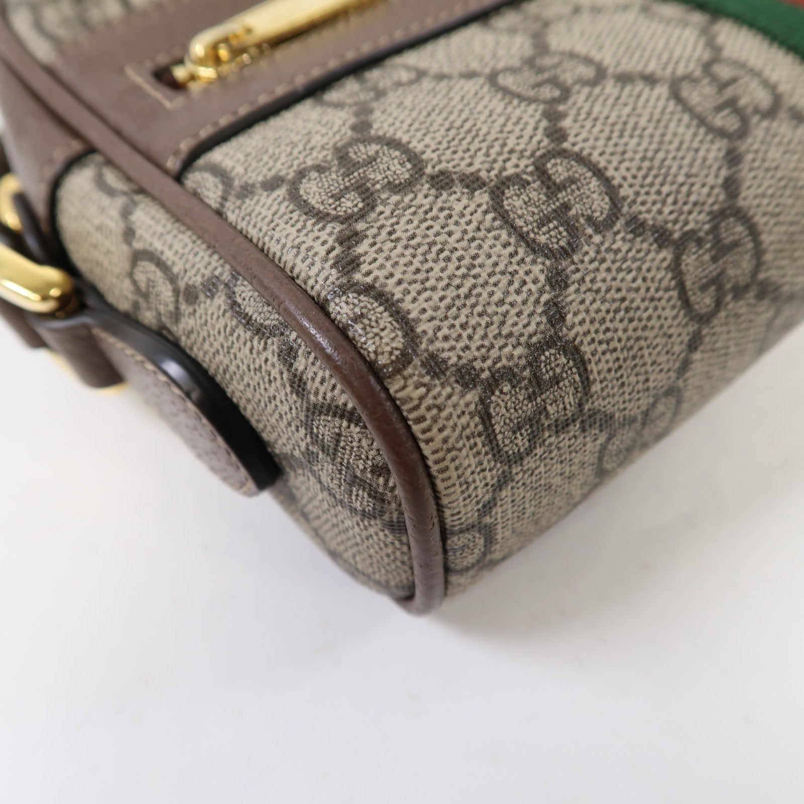 GUCCI 塗層帆布Ophidia GG Supreme Mini金扣肩背袋啡色