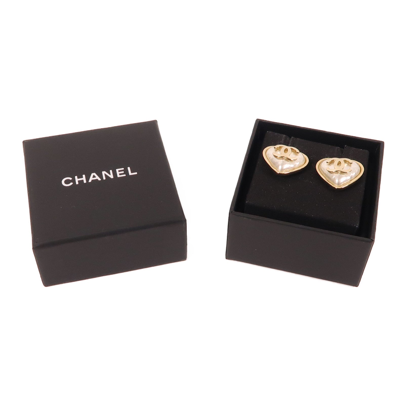 CHANEL 金屬Heart Earrings耳環金色