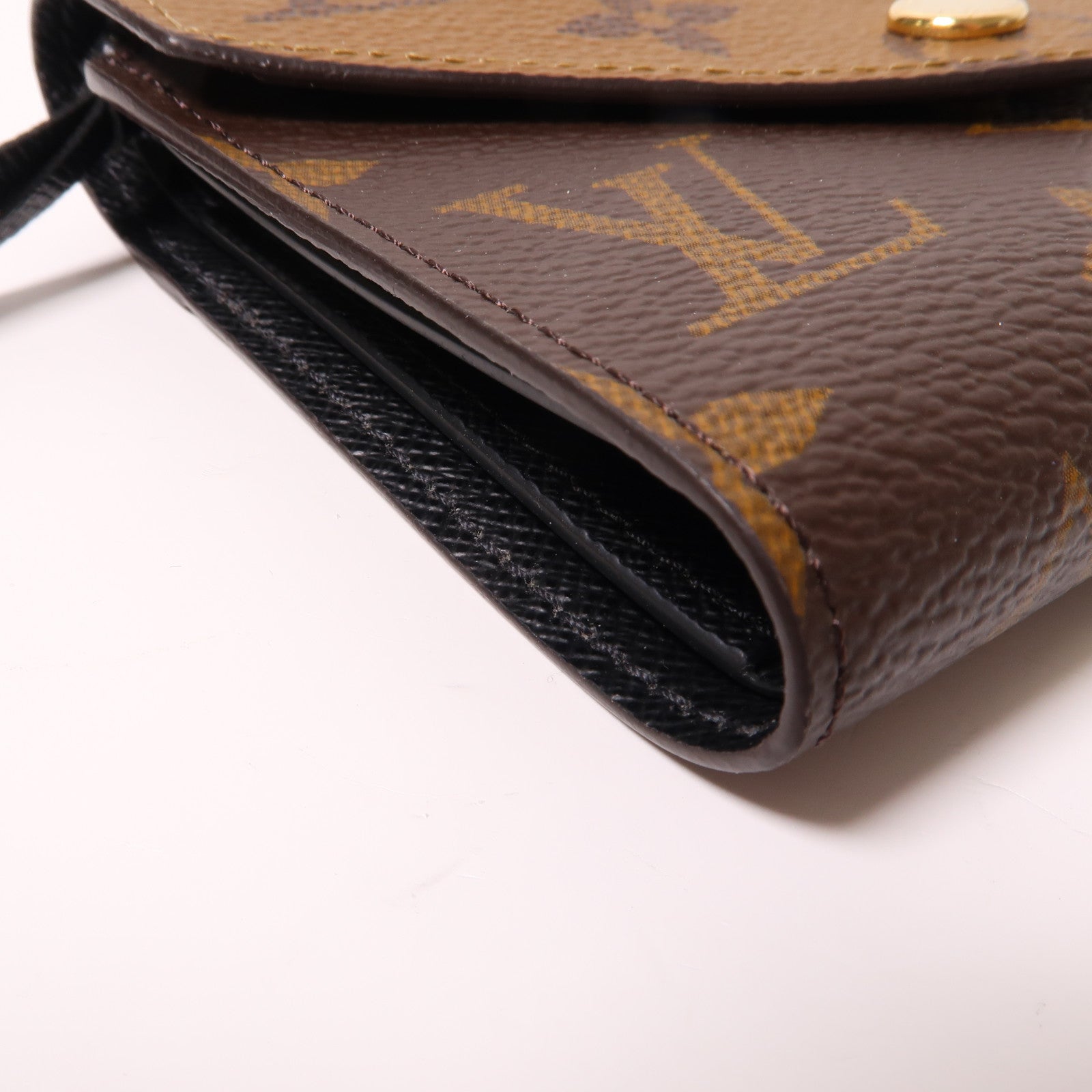 LOUIS VUITTON Monogram Reverse Victorine Wallet金扣錢包棕色