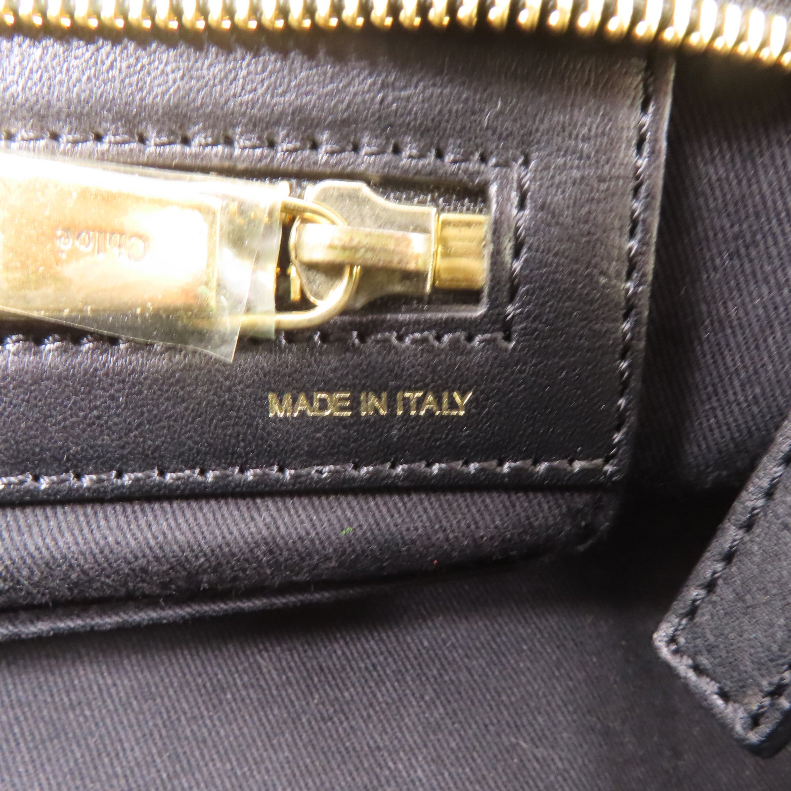 Chloe 牛皮皮革/蛇皮皮革Tote Bag金扣手挽袋黑色