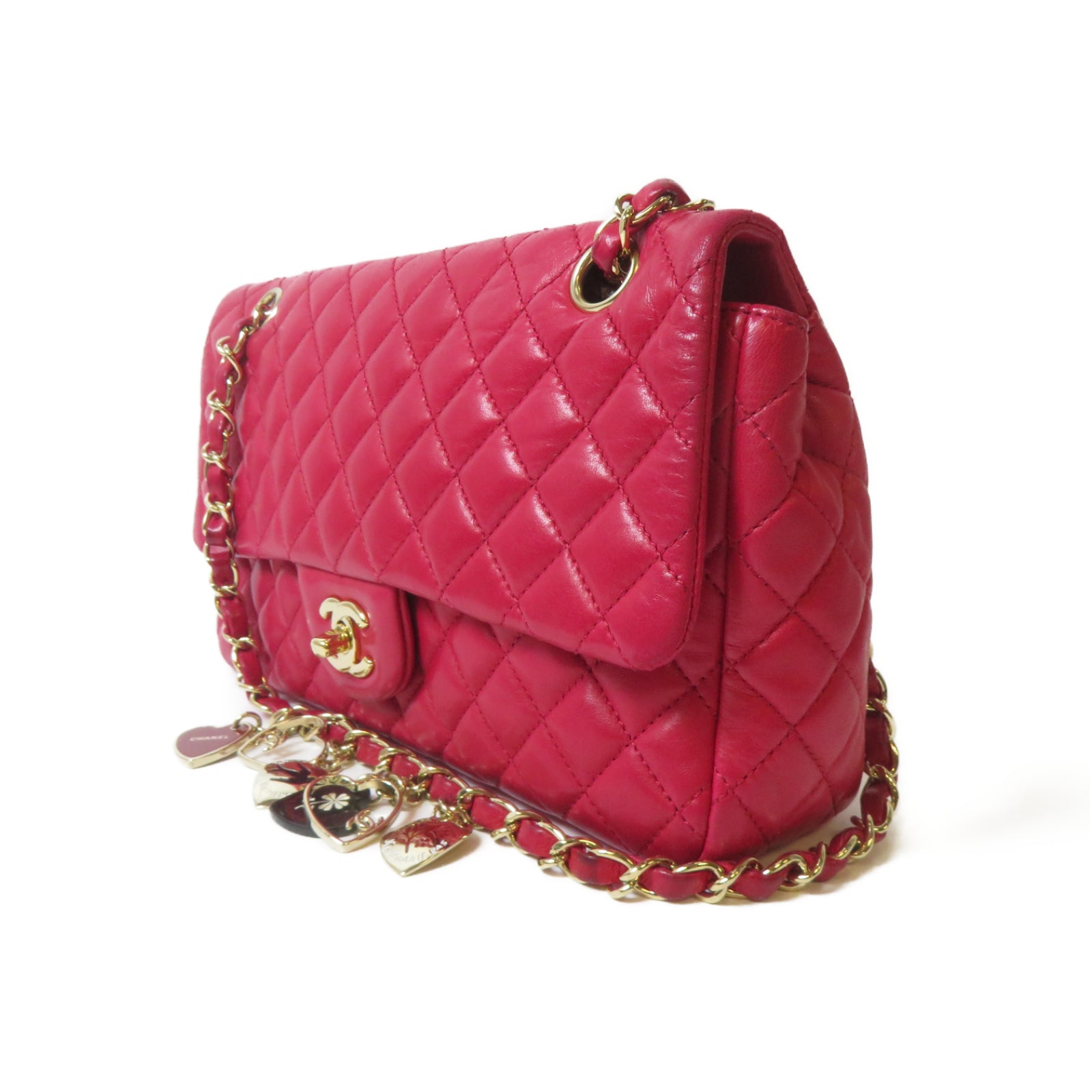 CHANEL 【激減優惠】菱格羊皮皮革Valentine Chain Shoulder Bag金扣鏈帶肩背袋粉紅色