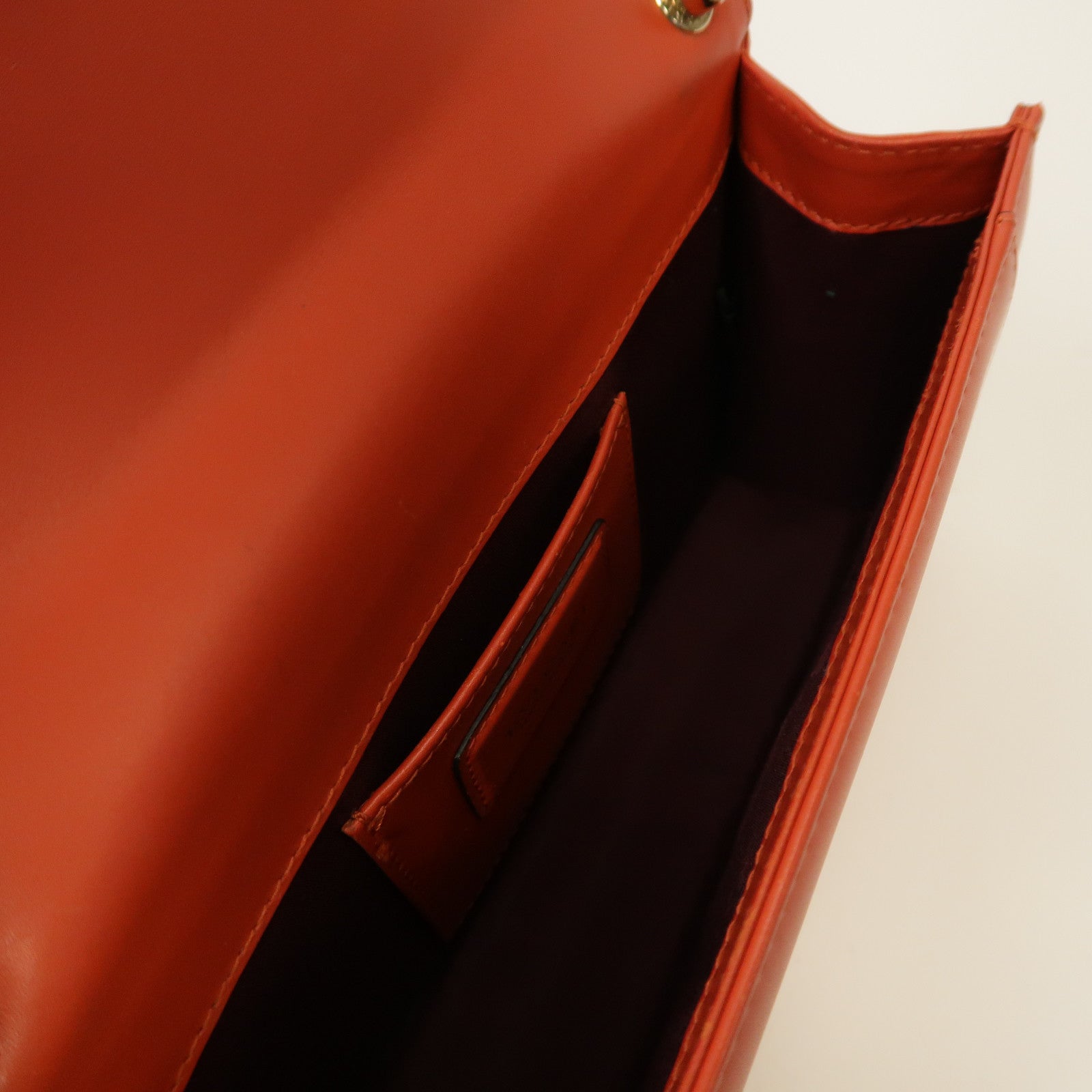 BVLGARI 牛皮皮革Chain Shoulder Bag金扣鏈帶肩背袋橙色