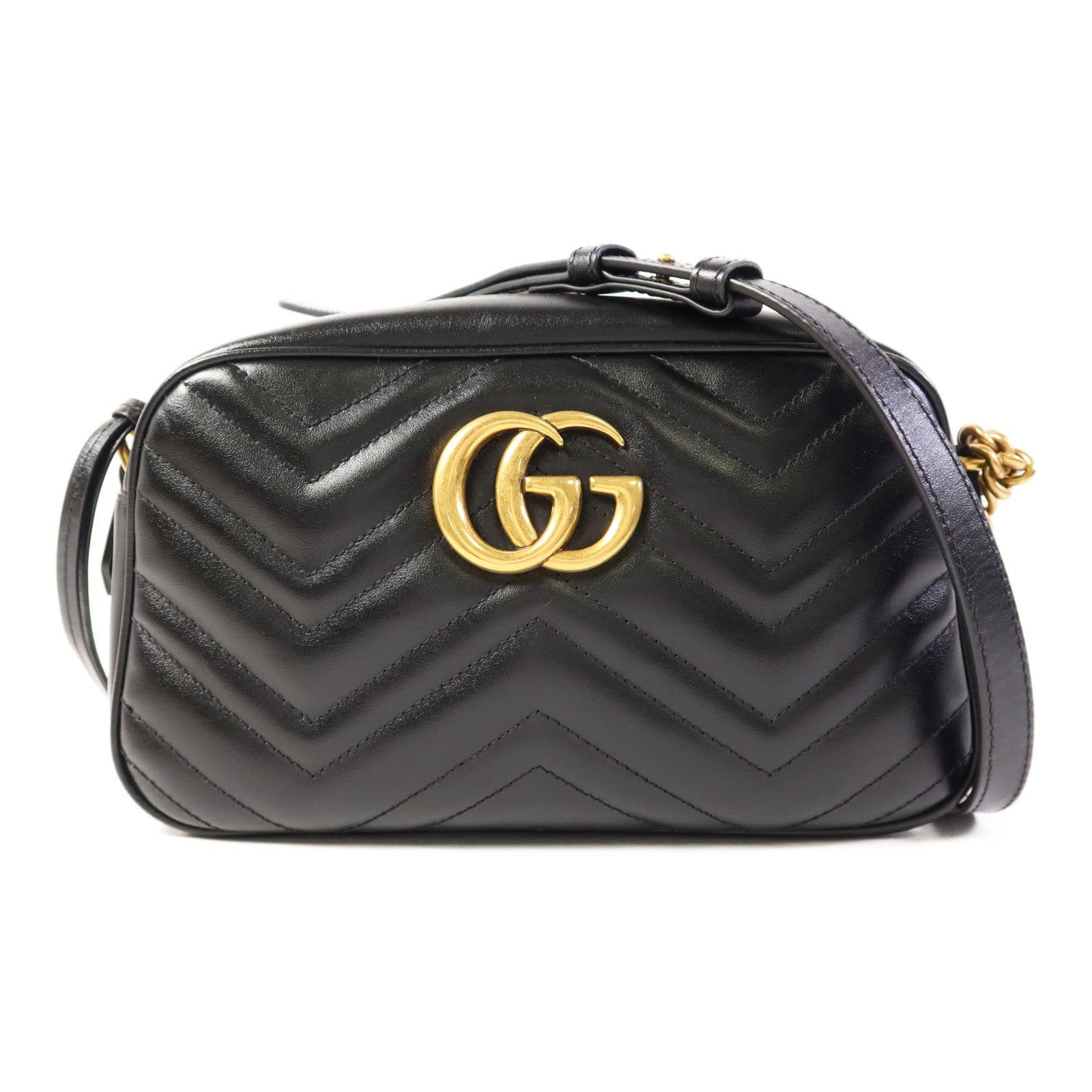 GUCCI 牛皮皮革GG Marmont金扣肩背袋