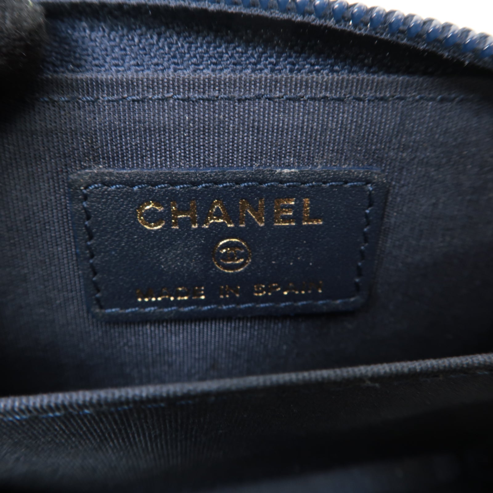 CHANEL 【激減優惠】菱格Caviar皮革Boy Coin Purse金扣零錢包深藍色