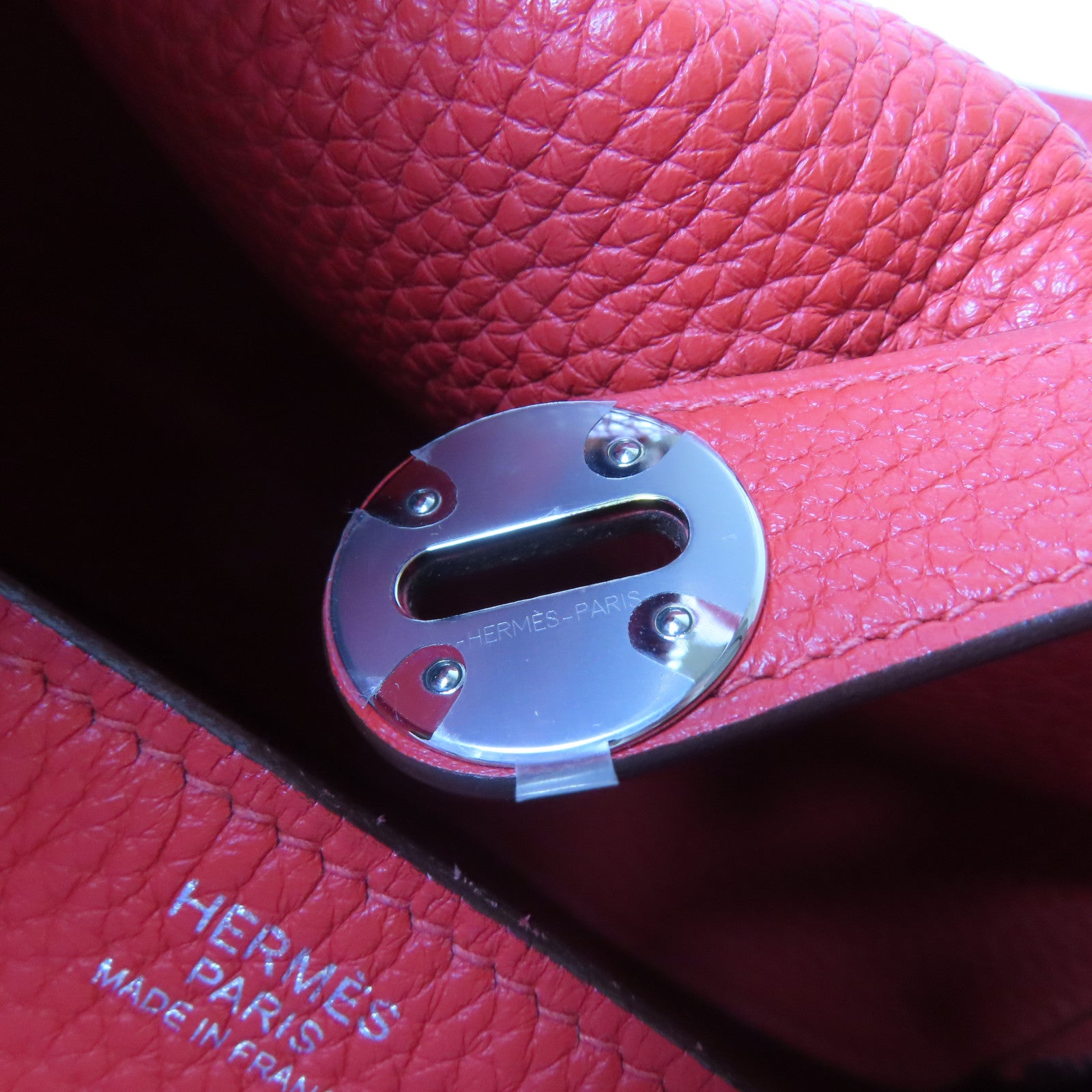 HERMES 【激減優惠】Clemence皮革Lindy 30銀扣肩背袋番茄紅色