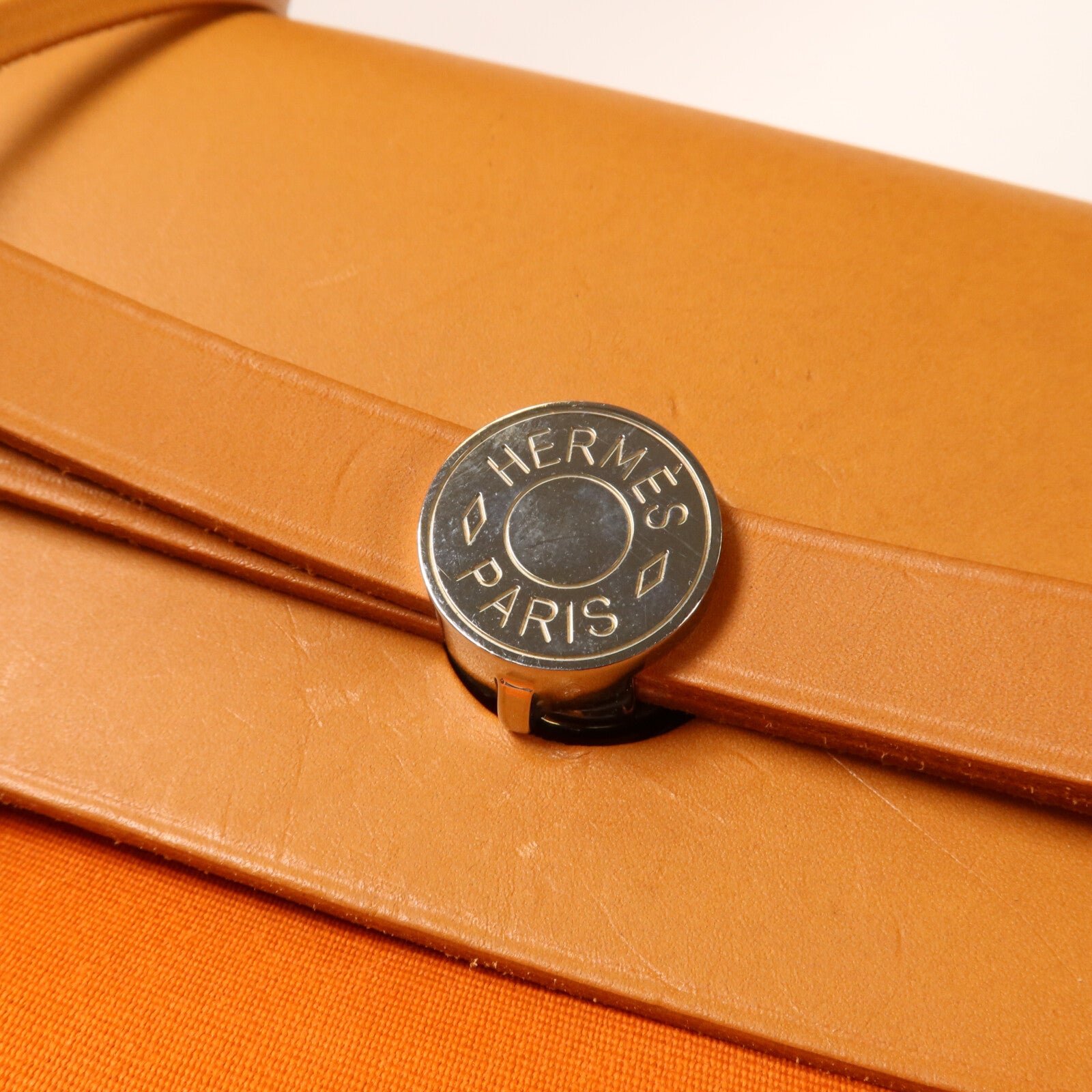 HERMES 帆布Herbag MM手挽肩背兩用袋Orange