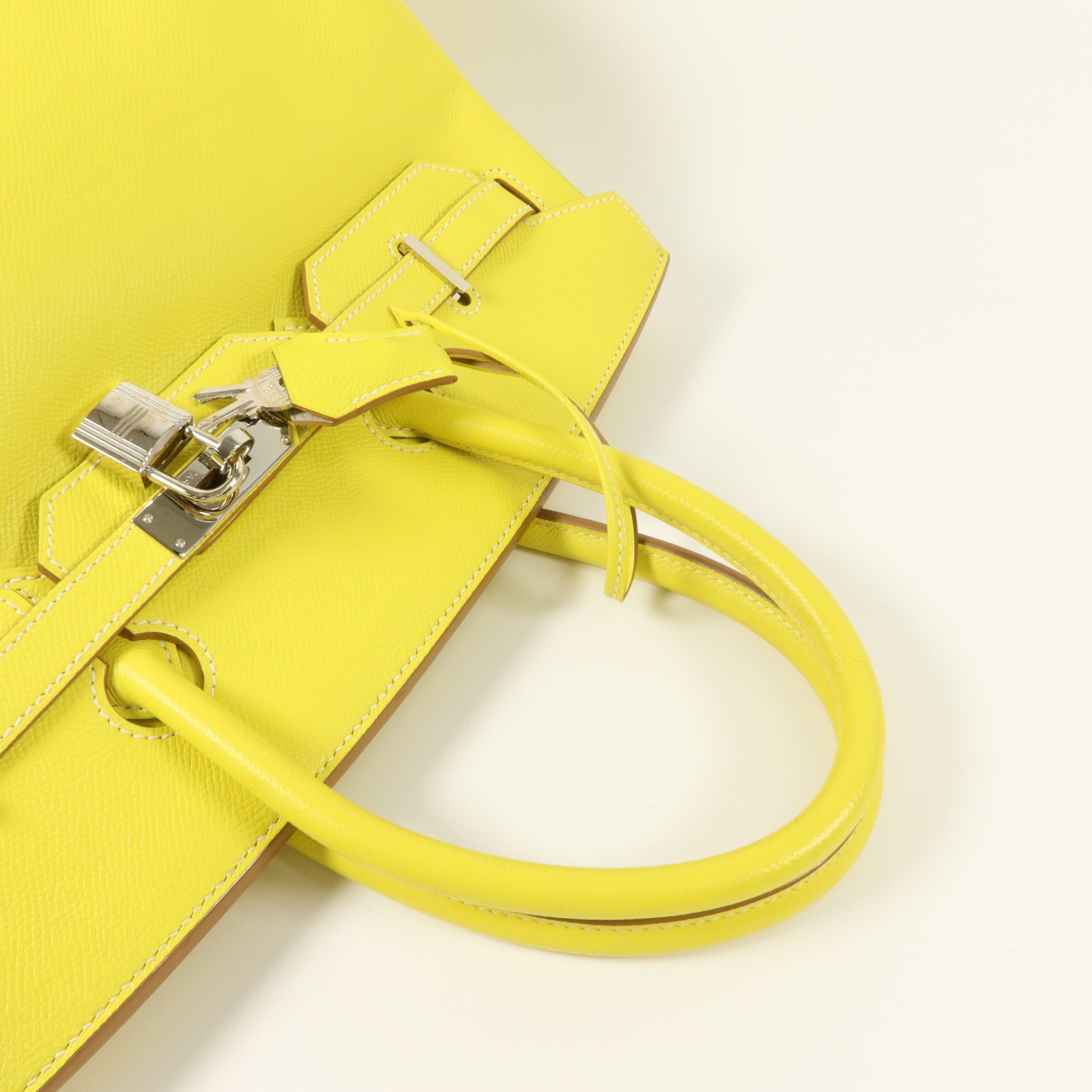 HERMES Epsom皮革Birkin 35手挽袋Lime/Gris Perle