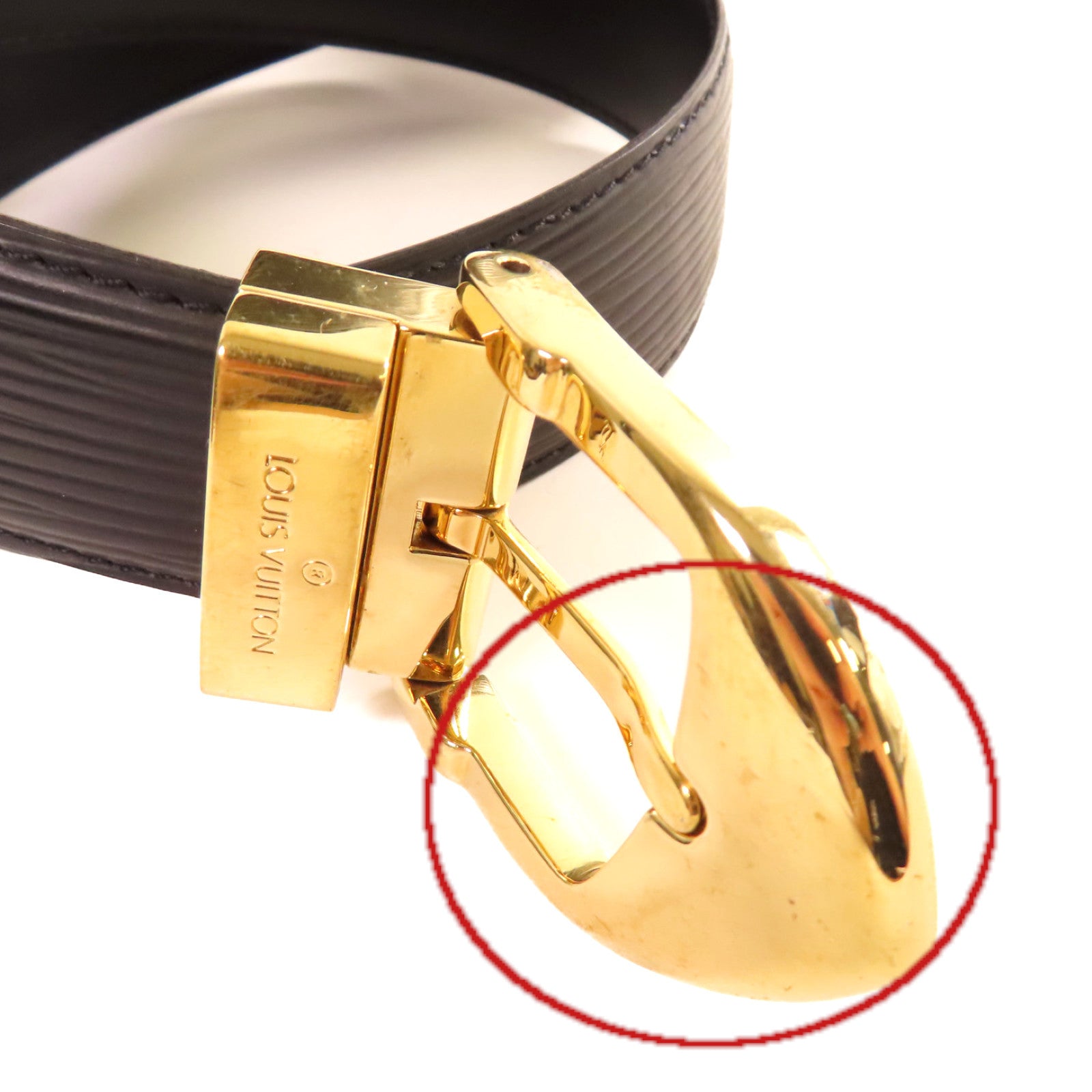 LOUIS VUITTON Epi Belt金扣皮帶黑色