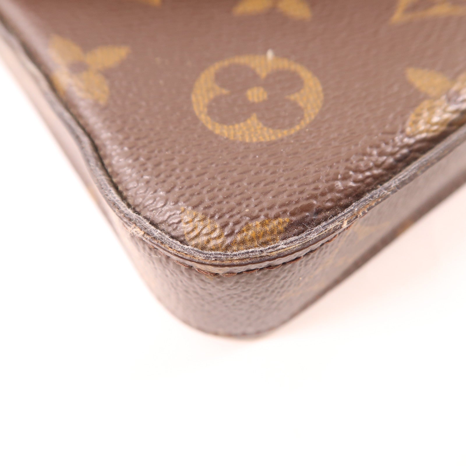 LOUIS VUITTON Monogram Pochette Felicie金扣鏈帶肩背袋棕色