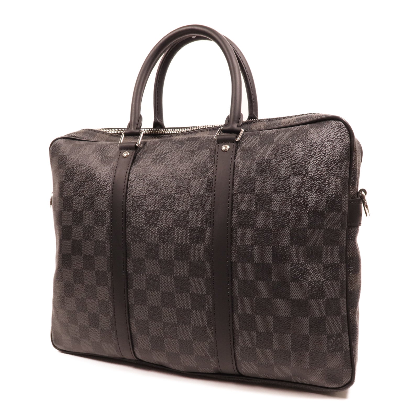 LOUIS VUITTON Damier Graphite Porte Documents Voyage銀扣肩背袋