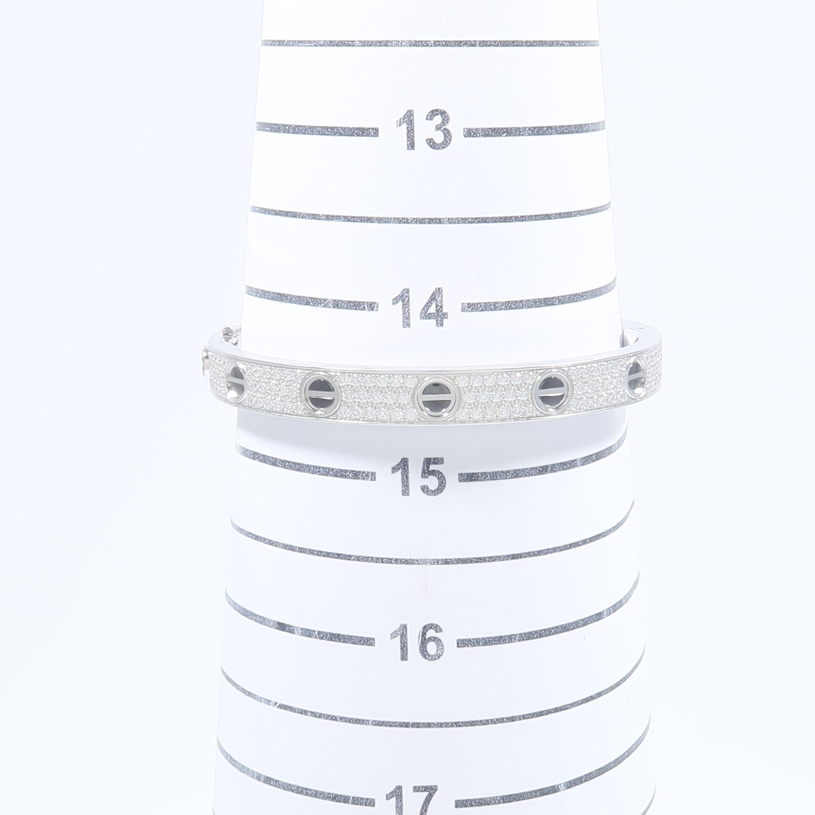 CARTIER 18K白金Love Bracelet Paved鑽石/陶瓷手鐲