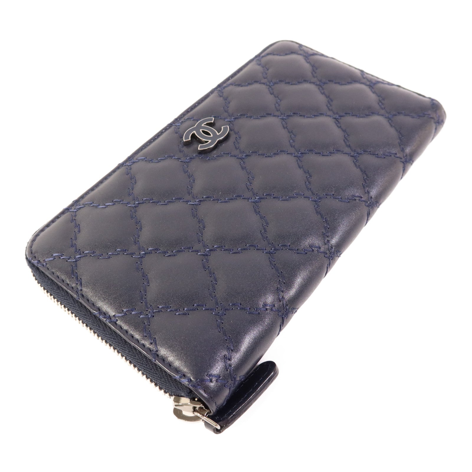 CHANEL 牛皮皮革Wallet銀扣長錢包