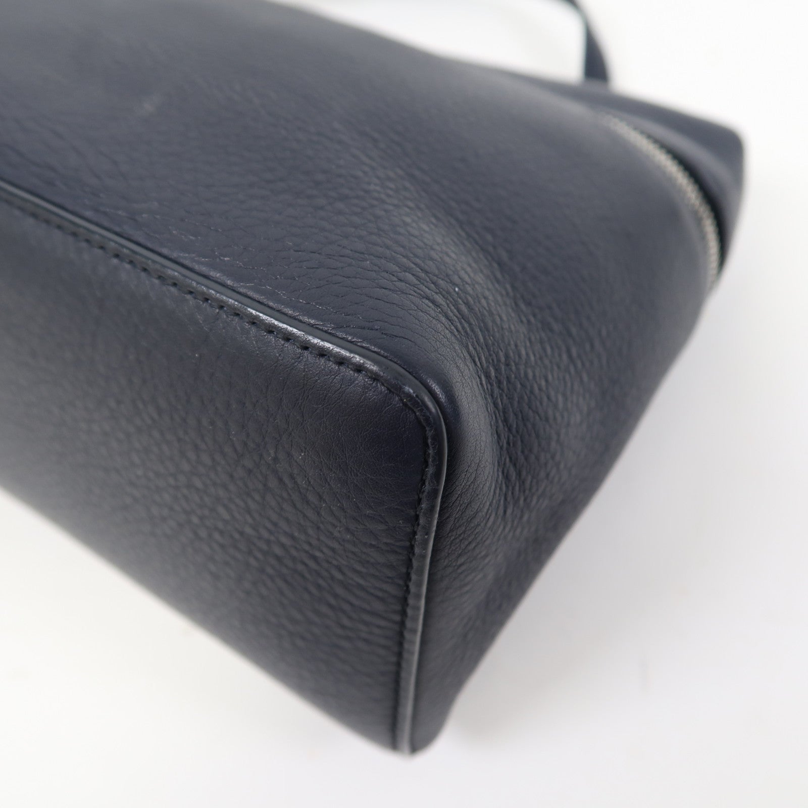 Loro Piana 牛皮皮革Extra Pocket L27銀扣手挽肩背兩用袋藍色