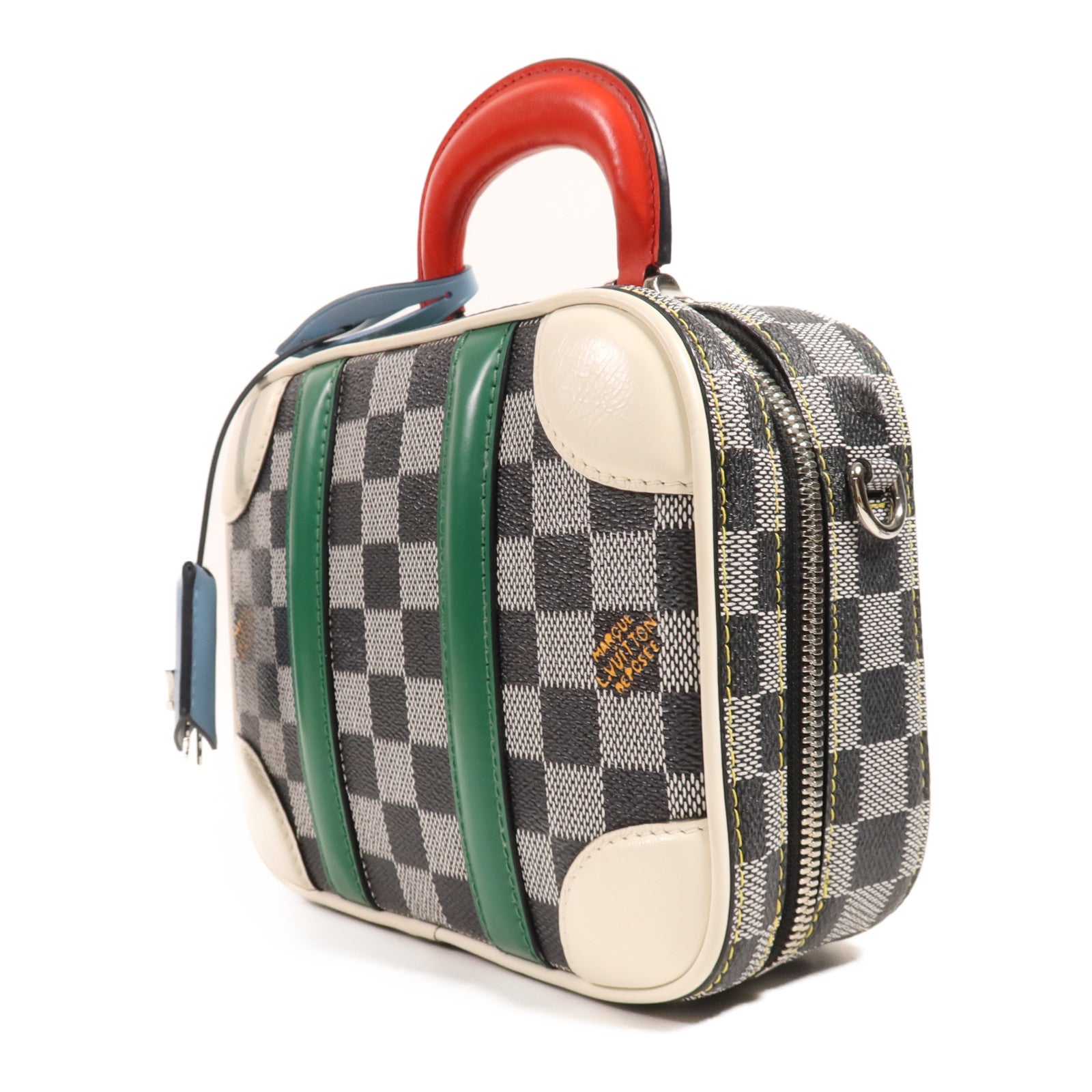 LOUIS VUITTON Damier Valisette BB銀扣手挽肩背兩用袋