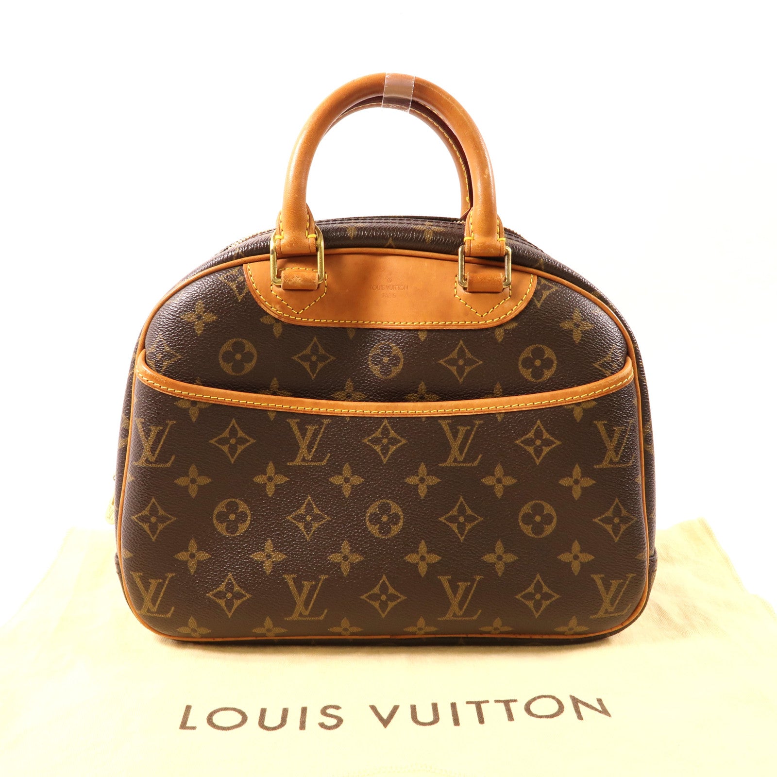 LOUIS VUITTON Monogram Trouville金扣手挽袋棕色
