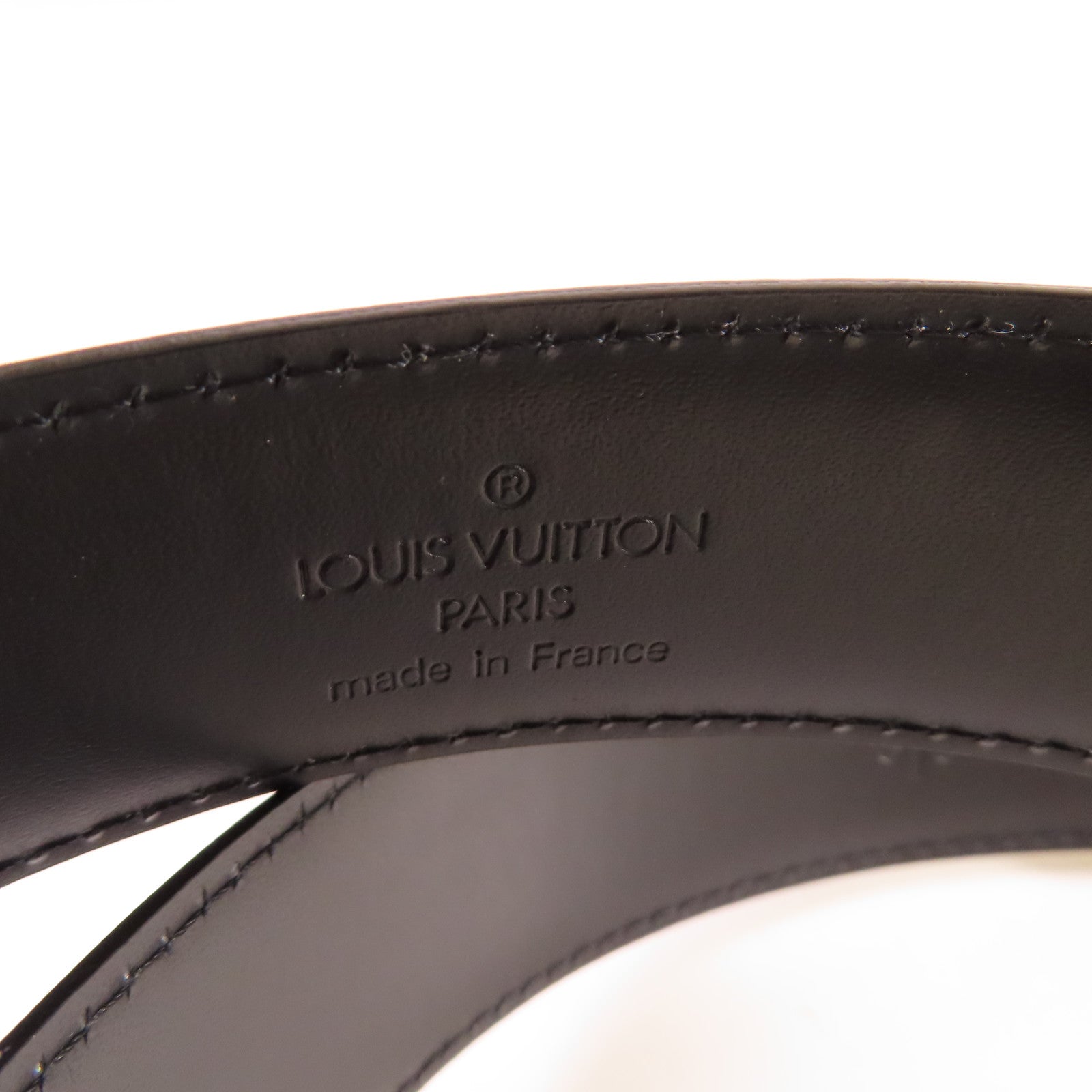 LOUIS VUITTON Epi Belt金扣皮帶黑色