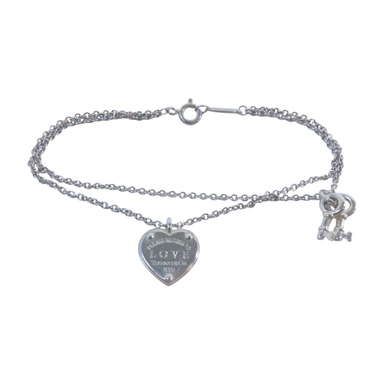 TIFFANY＆CO 925純銀Return to Tiffany Love Heart Tag Key銀扣項鏈