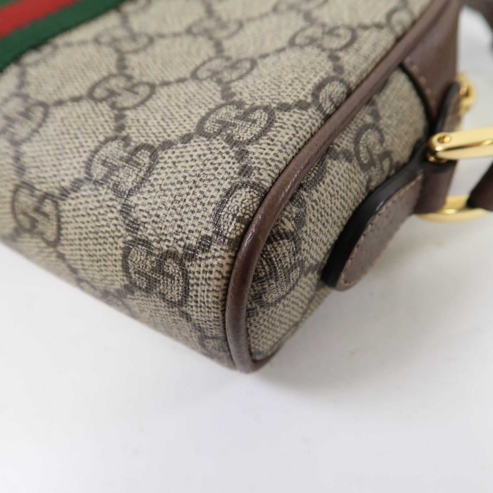 GUCCI 塗層帆布Ophidia GG Supreme Mini金扣肩背袋啡色