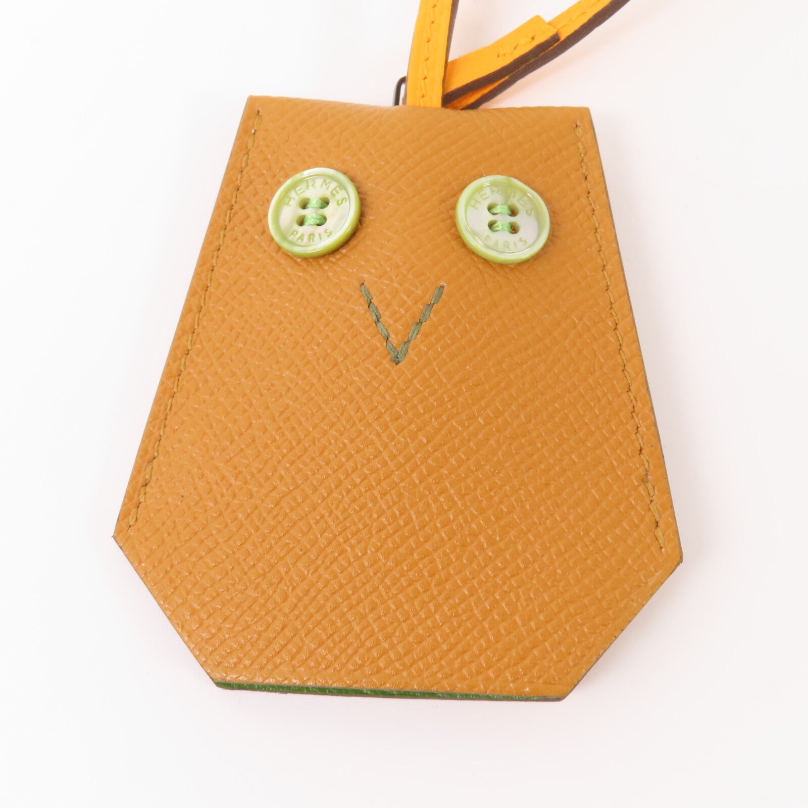 HERMES 【激減優惠】Epsom皮革/珍珠母H Hibouton Clochette Key Ring鎖匙扣Gold