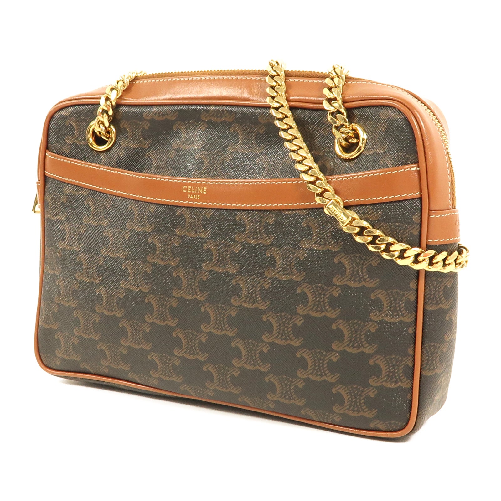 CELINE 塗層帆布Small Patapans金扣鏈帶肩背袋