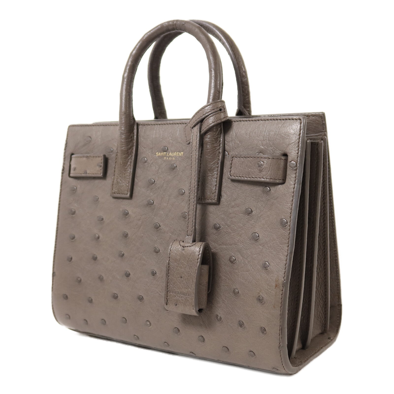 YVES SAINT LAURENT 鴕鳥皮革Sac De Jou金扣手挽肩背兩用袋