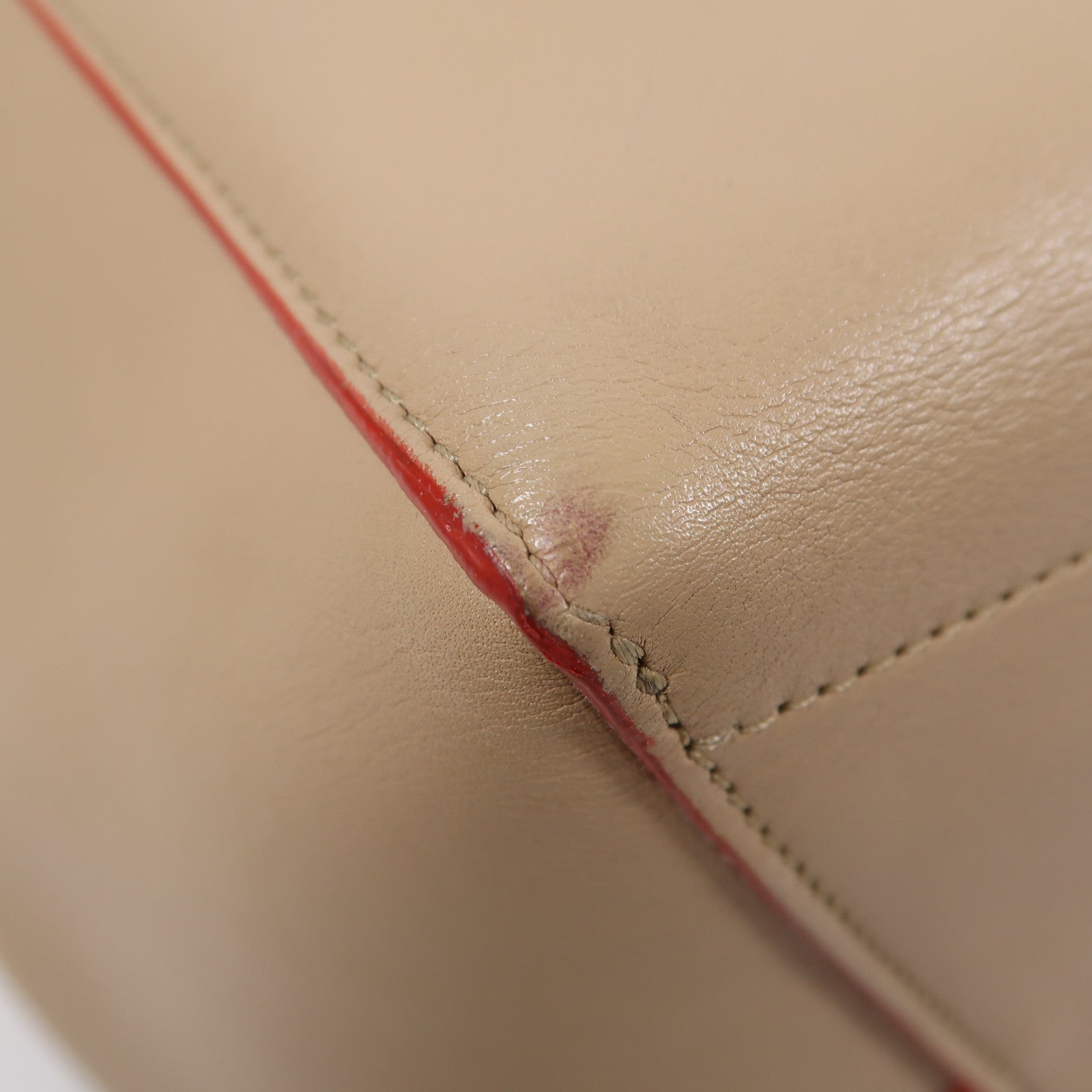 CELINE 牛皮皮革Bucket Bag金扣肩背袋米色