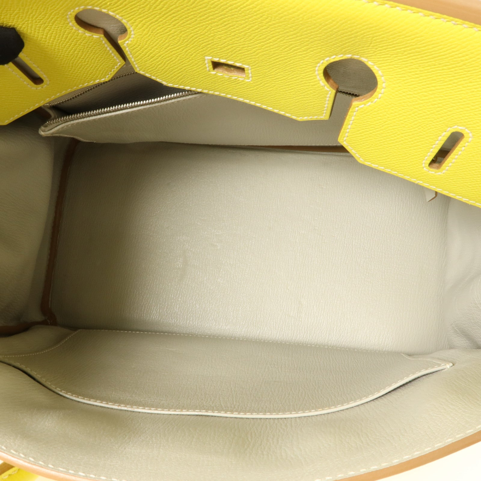 HERMES Epsom皮革Birkin 35手挽袋Lime/Gris Perle