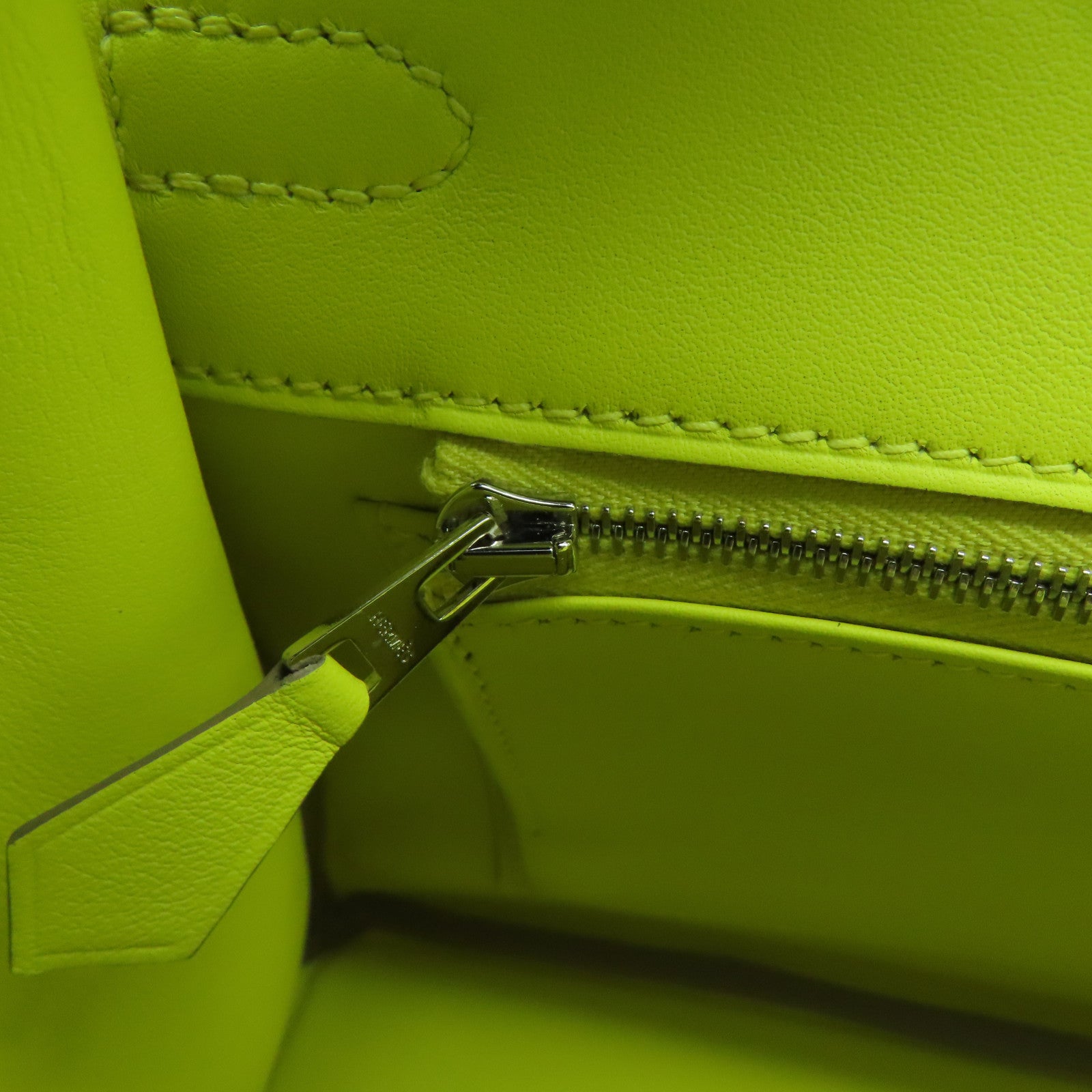 HERMES 【清倉大減價】Swift皮革Birkin 25銀扣手挽袋Lime黃色