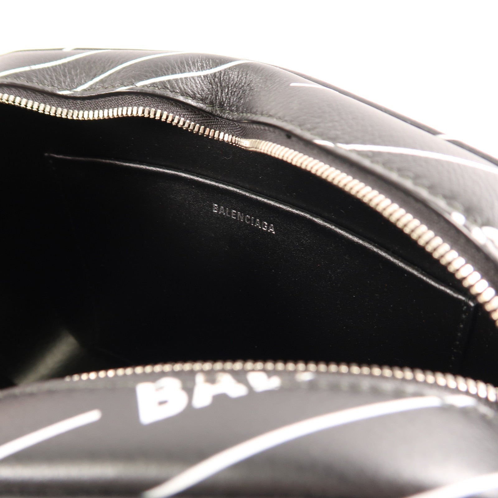 BALENCIAGA SHW Shoulder Bag Calfskin Leather 552370 Black/White