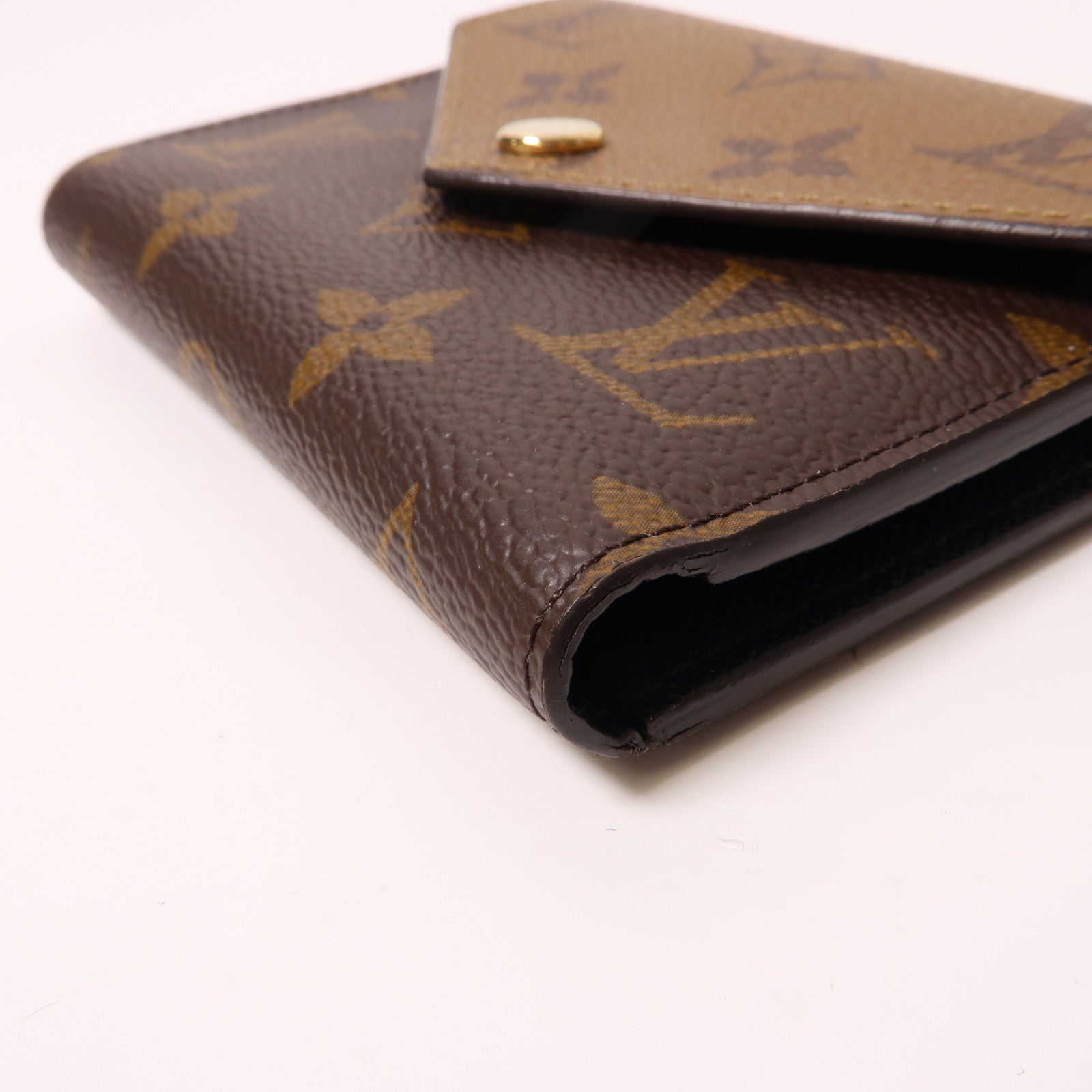 LOUIS VUITTON Monogram Reverse Victorine Wallet金扣錢包棕色