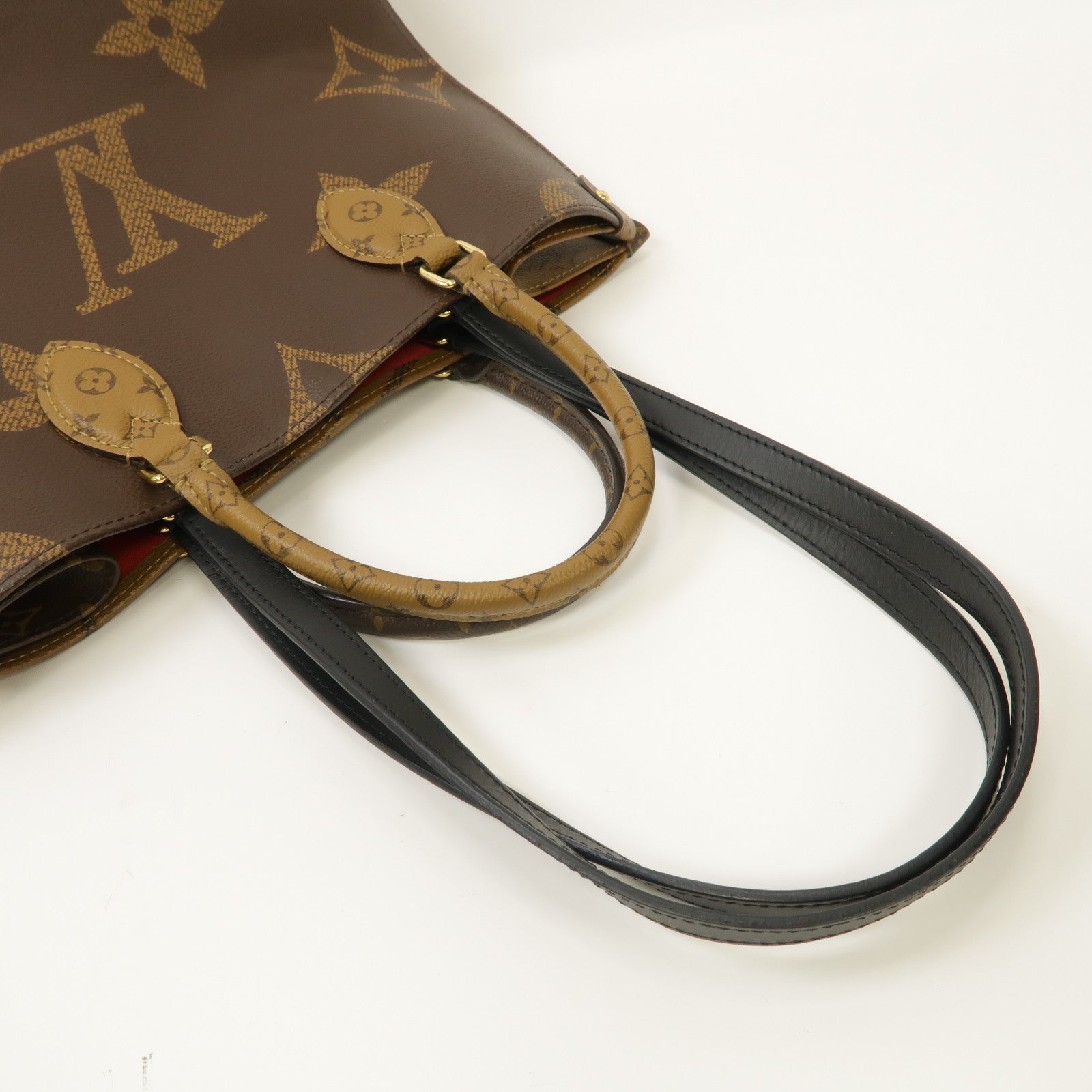 LOUIS VUITTON Monogram Giant On The Go MM金扣手挽肩背兩用袋啡色
