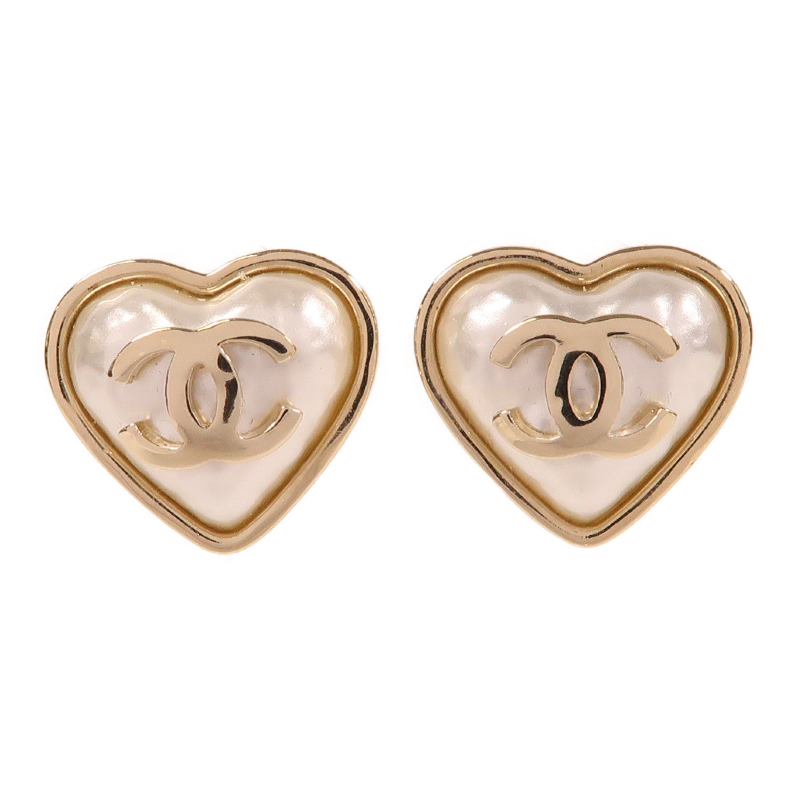 CHANEL 金屬Heart Earrings耳環金色