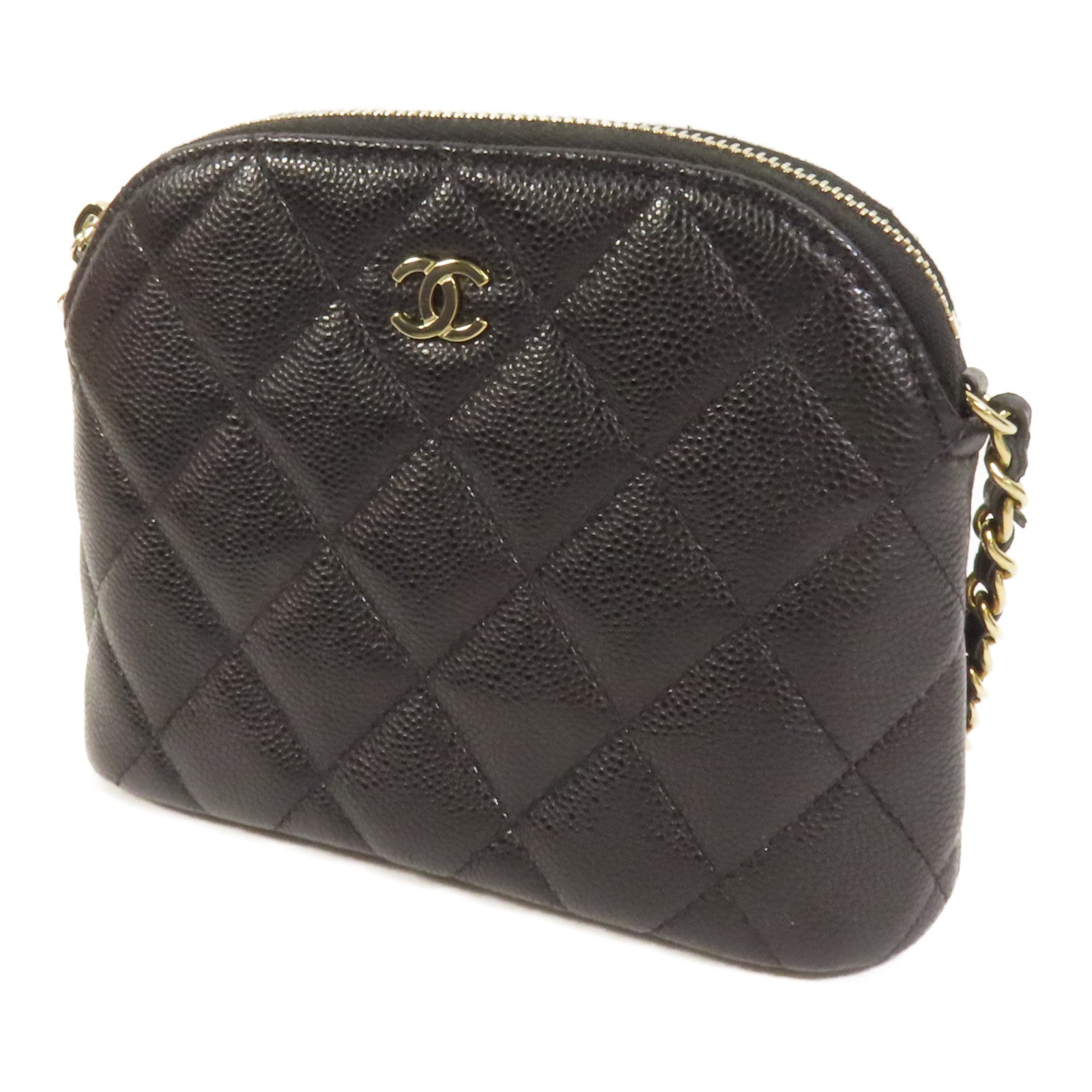 CHANEL 牛皮皮革Chain Shoulder金扣鏈帶肩背袋