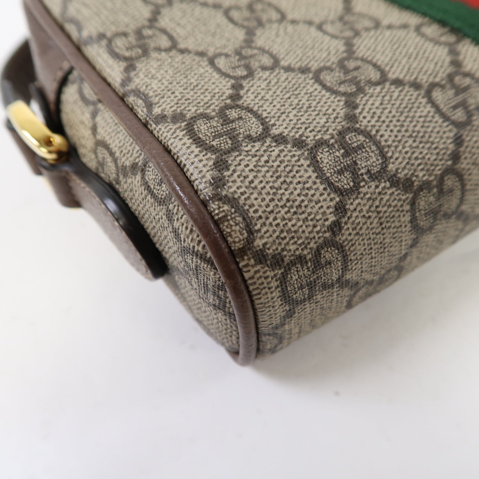 GUCCI 塗層帆布Ophidia GG Supreme Mini金扣肩背袋啡色