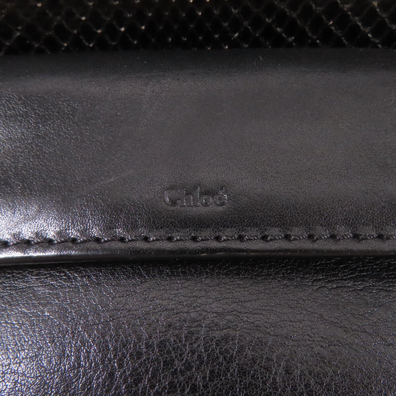 Chloe 【激減優惠】牛皮皮革/蛇皮皮革Tote Bag金扣手挽袋黑色