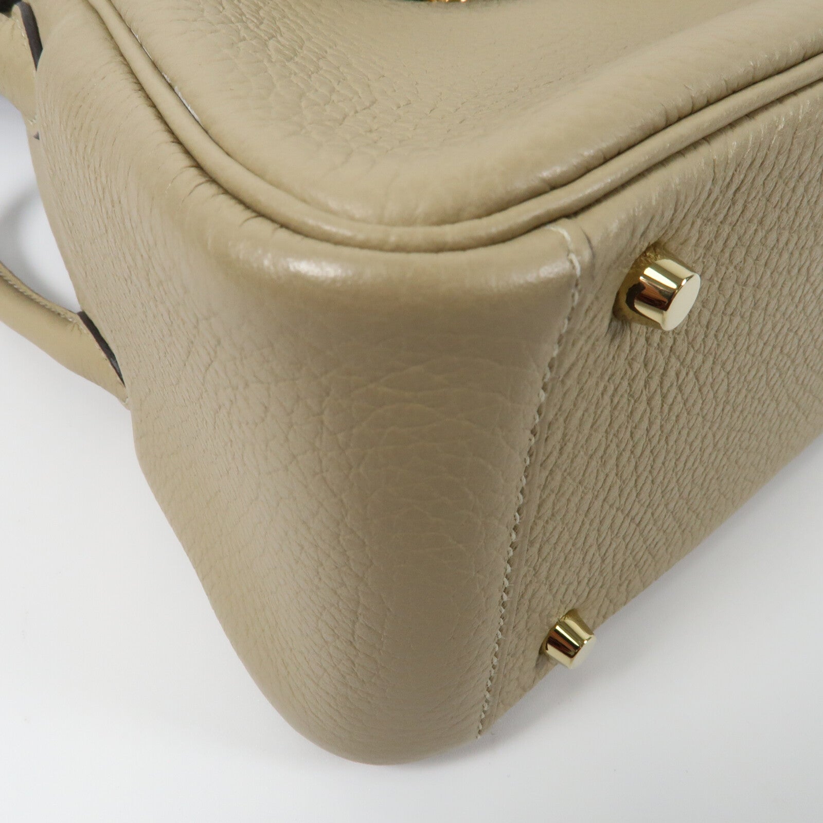 HERMES Clemence皮革Mini Lindy金扣手挽肩背兩用袋Trench