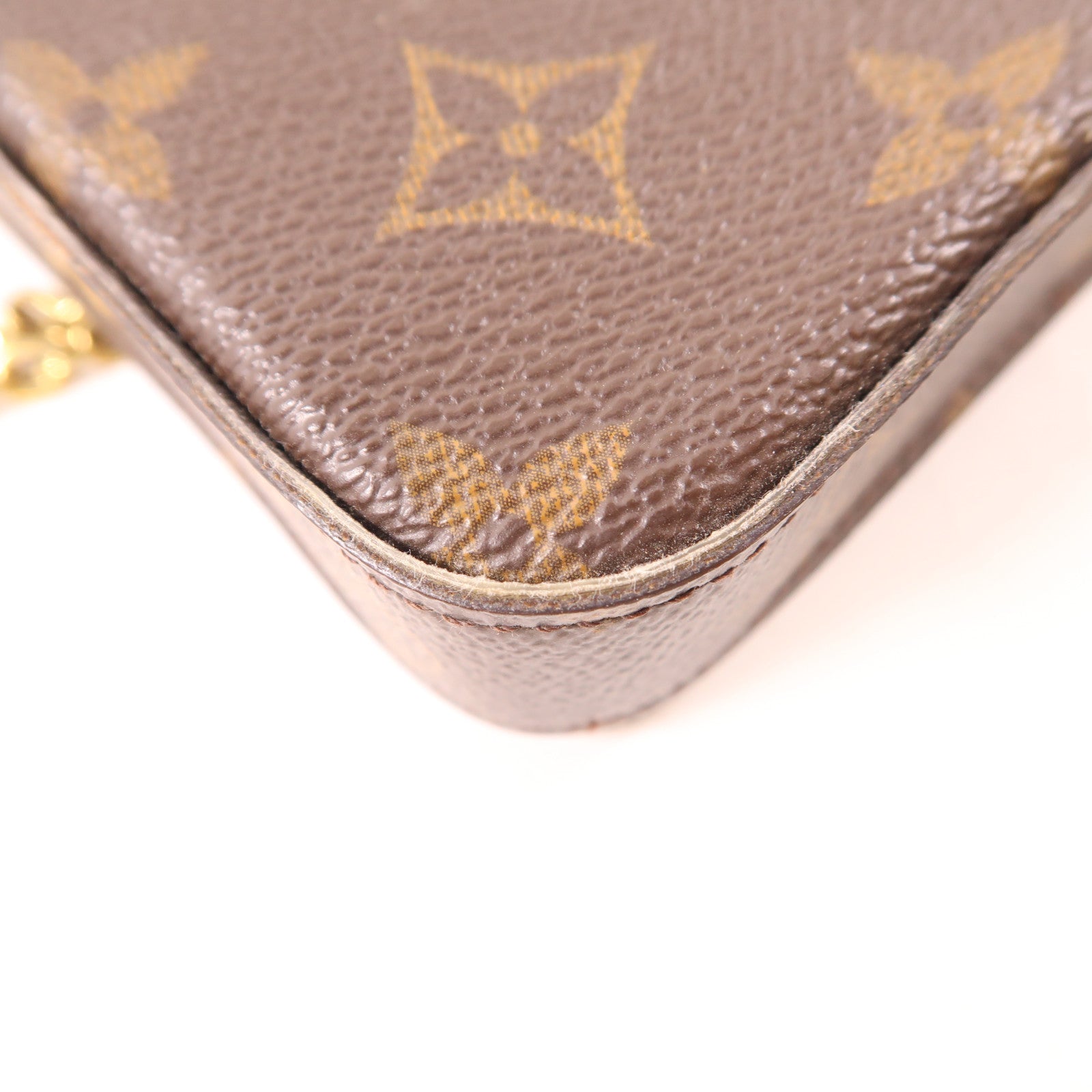 LOUIS VUITTON Monogram Pochette Felicie金扣鏈帶肩背袋棕色