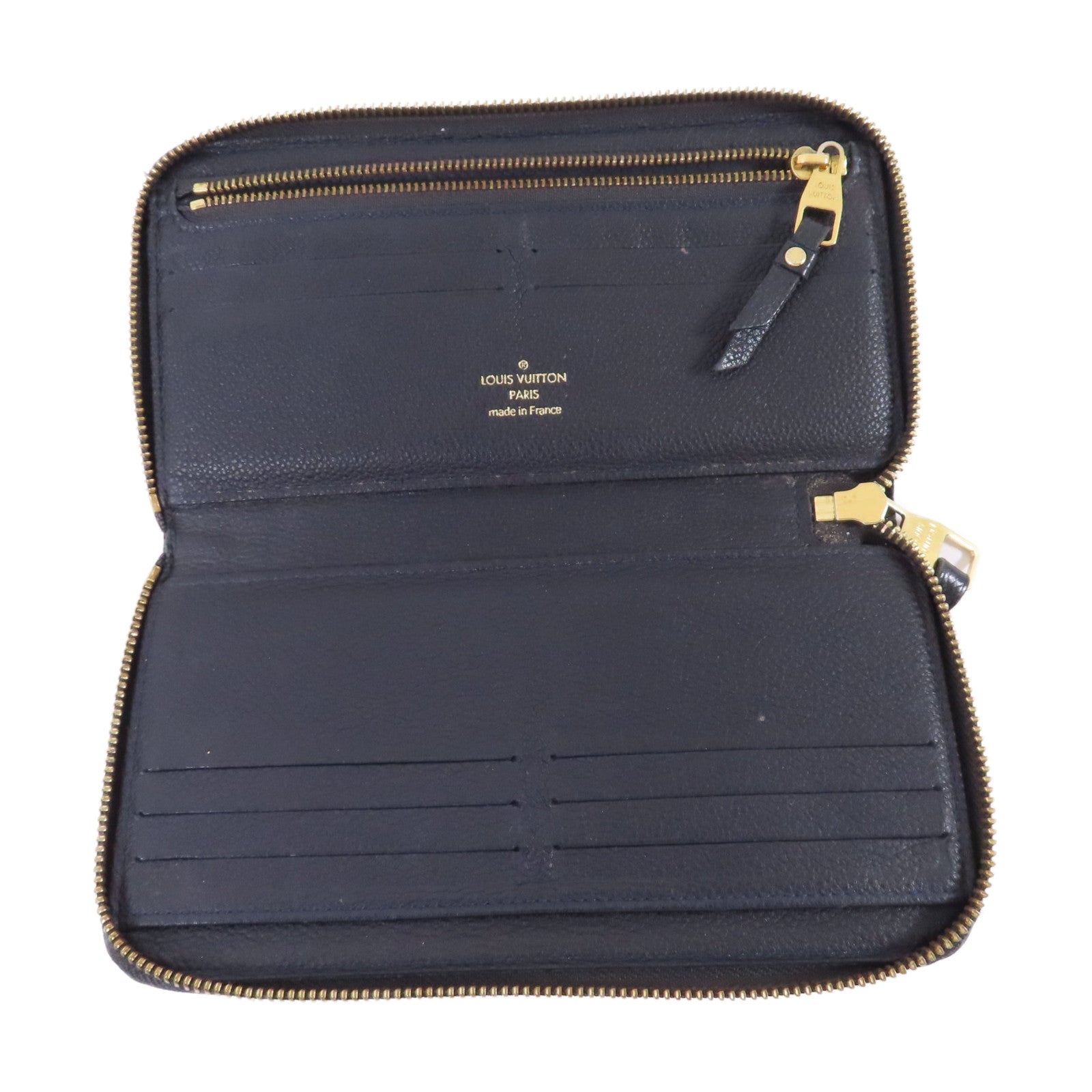 LOUIS VUITTON Monogram Empreinte Zipper Long Wallet金扣拉鏈長錢包黑色