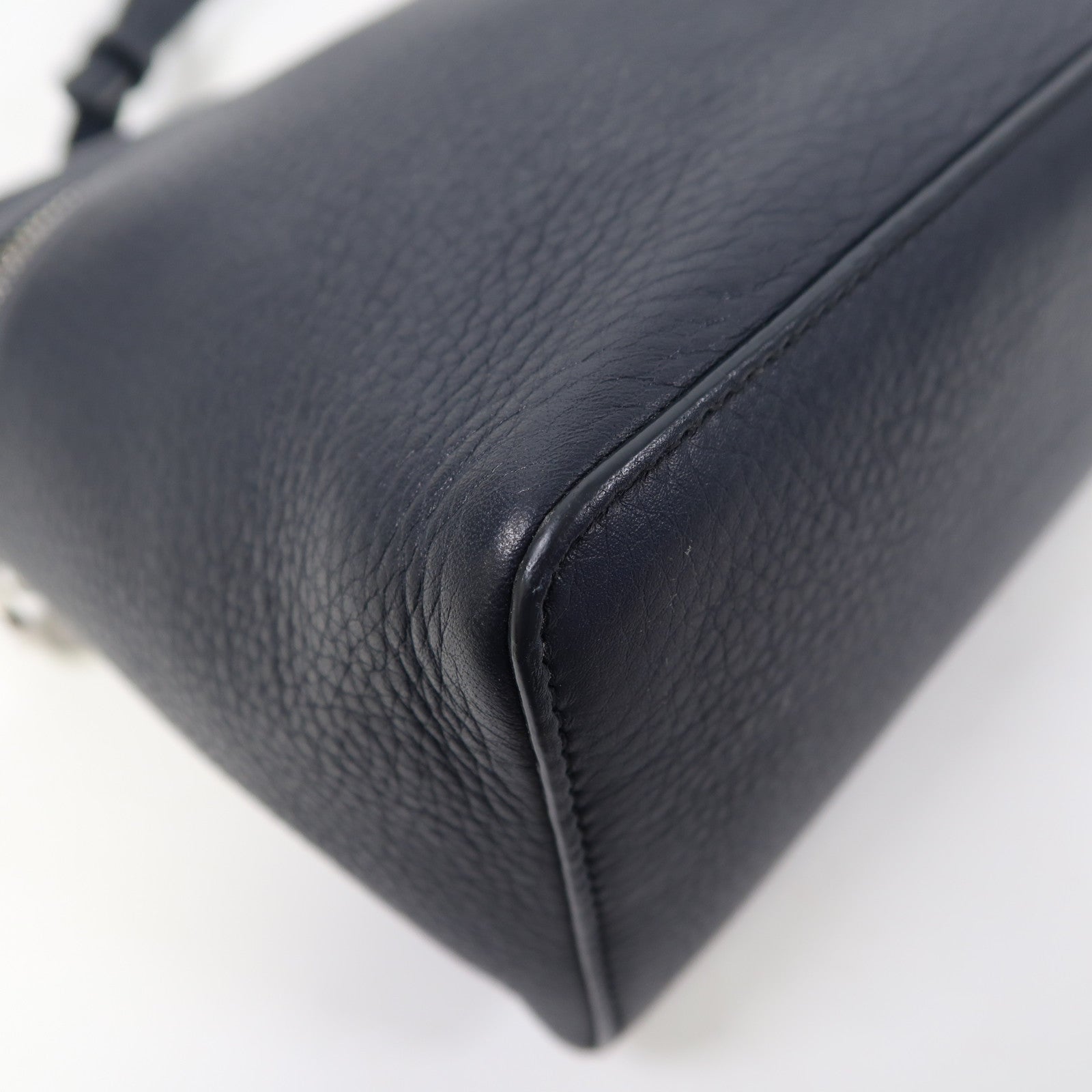 Loro Piana 牛皮皮革Extra Pocket L27銀扣手挽肩背兩用袋藍色