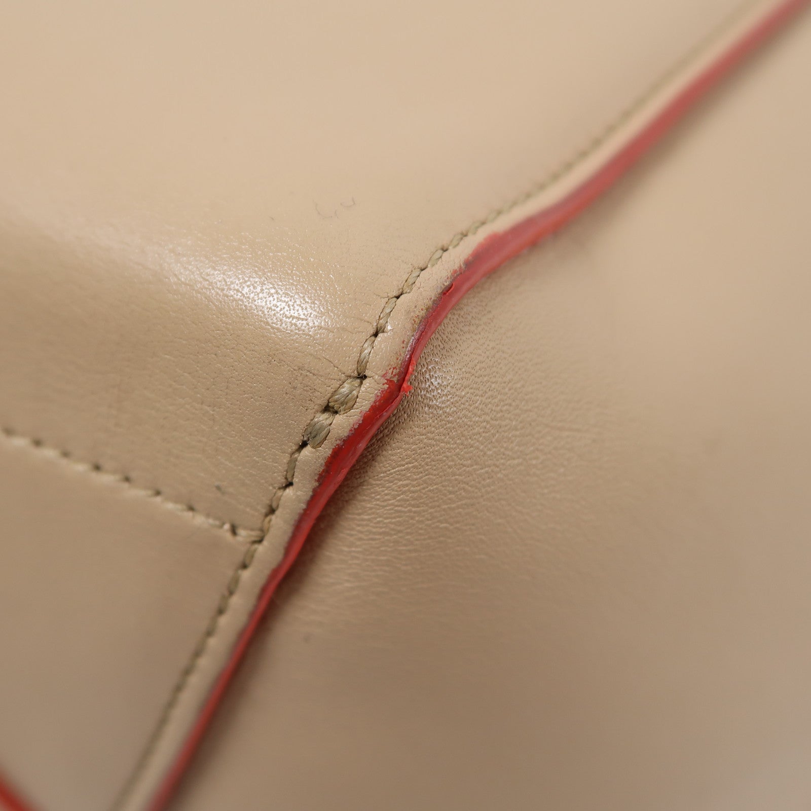 CELINE 牛皮皮革Bucket Bag金扣肩背袋米色
