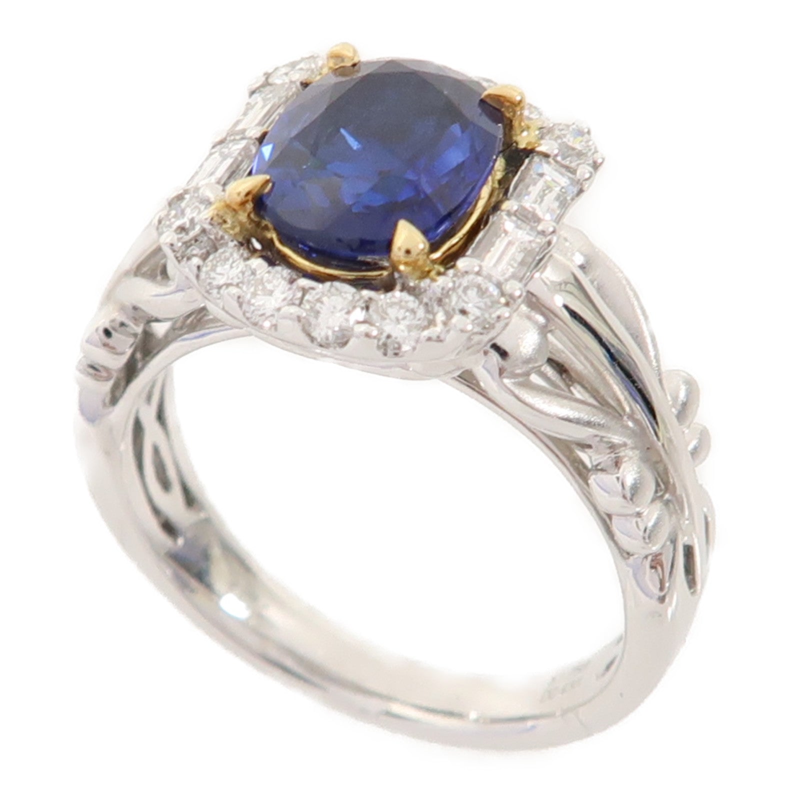 JEWELRY 【激減優惠】18K白金/黃金Sapphire Ring 1.75ct藍寶石/0.43ct鑽石戒指US#6