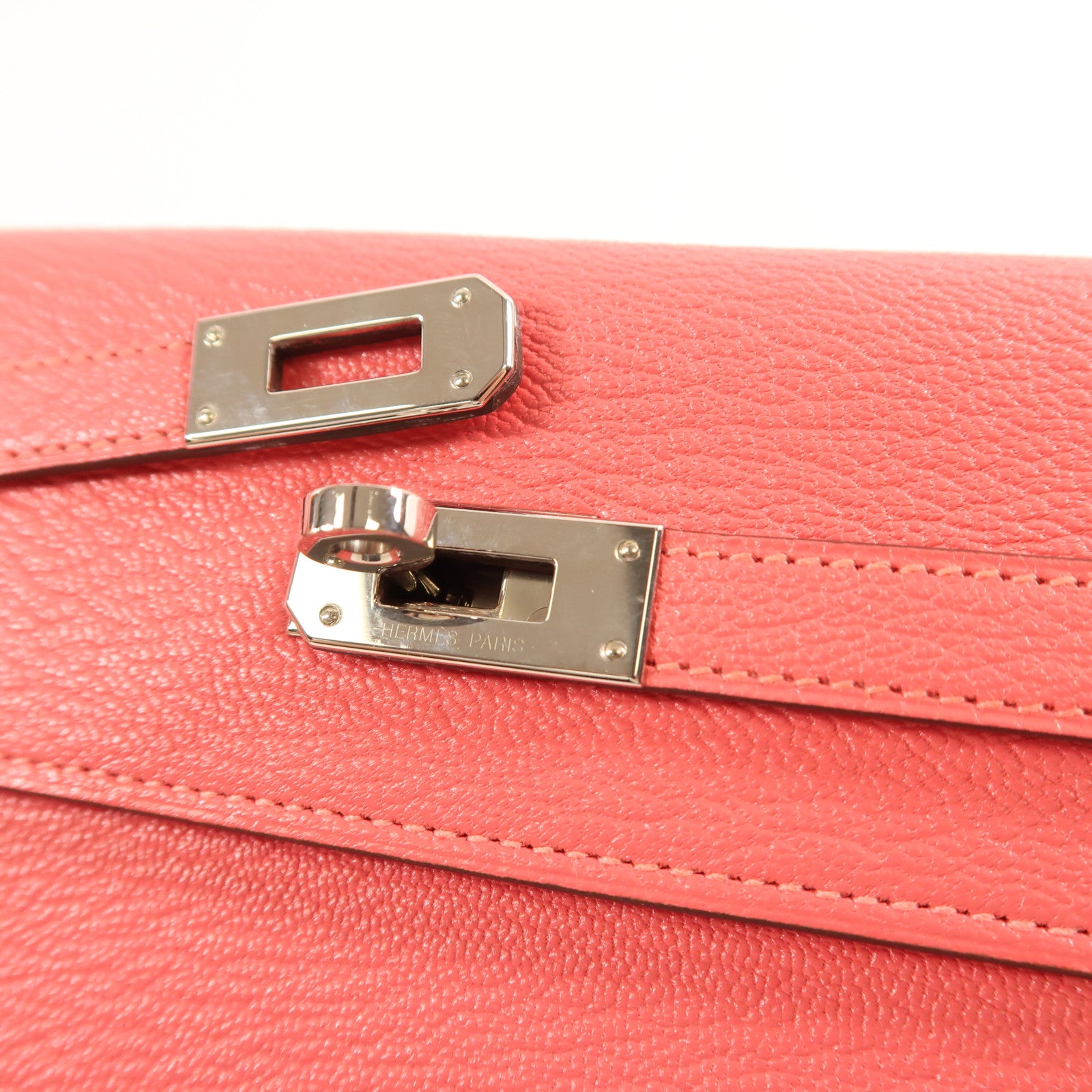 HERMES Chevre Mysore皮革Kelly Wallet銀扣長錢包Rose Azalee