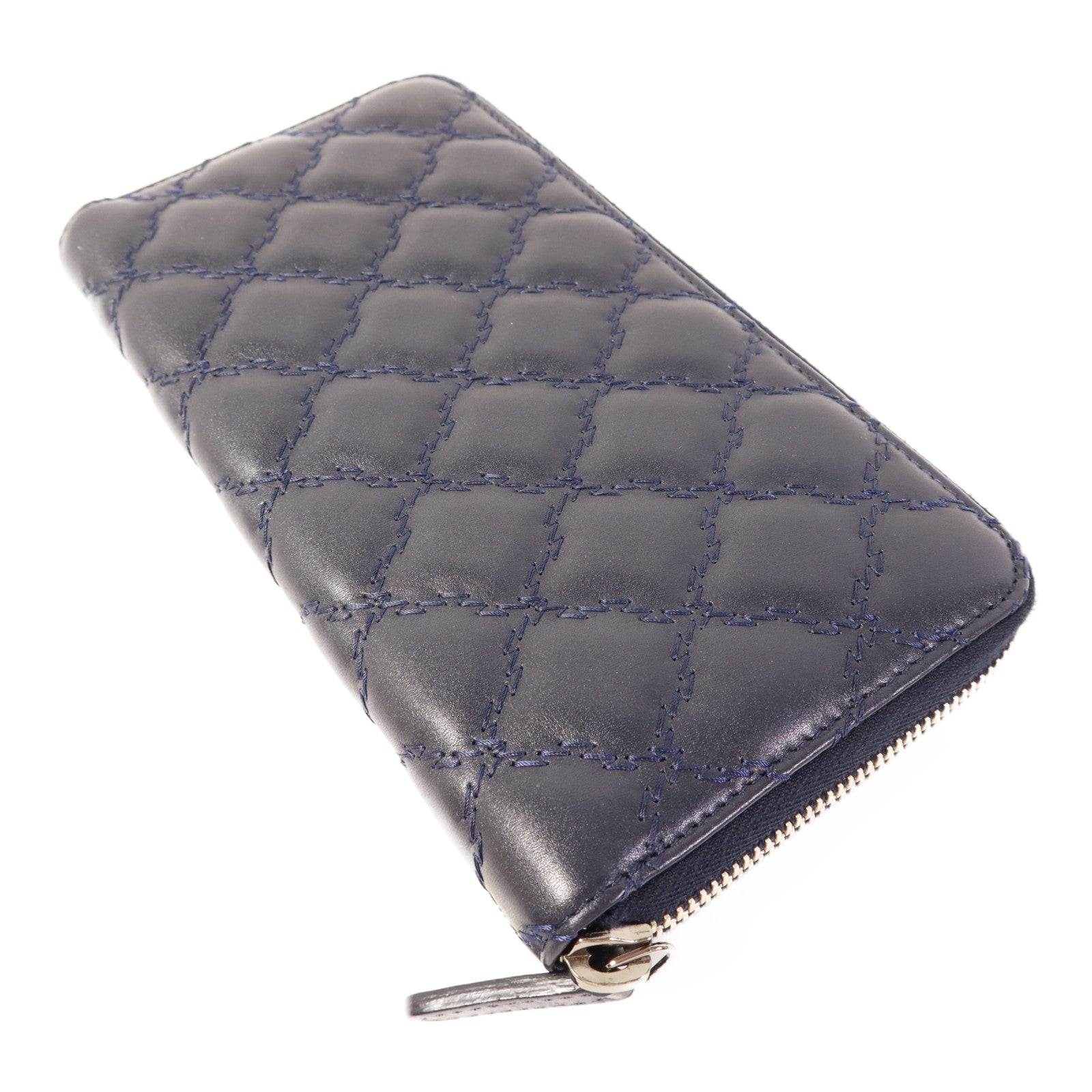 CHANEL 牛皮皮革Wallet銀扣長錢包