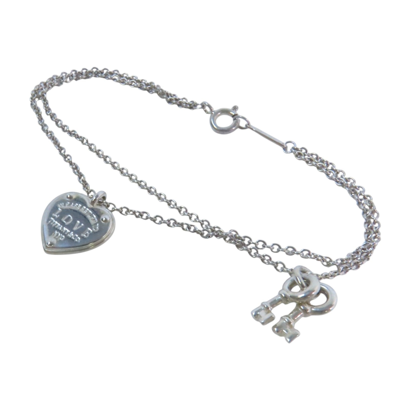 TIFFANY＆CO 925純銀Return to Tiffany Love Heart Tag Key銀扣項鏈
